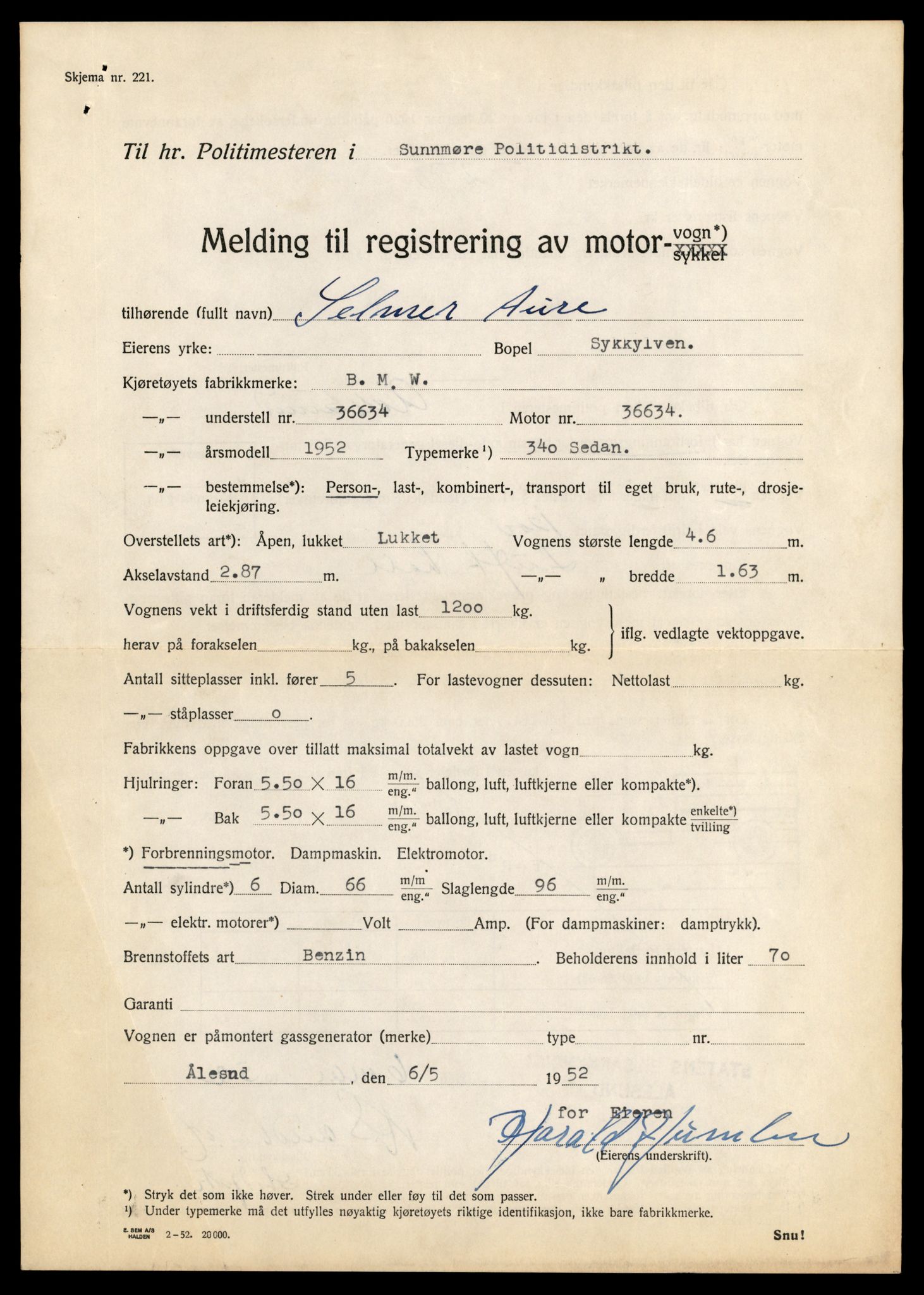 Møre og Romsdal vegkontor - Ålesund trafikkstasjon, SAT/A-4099/F/Fe/L0003: Registreringskort for kjøretøy T 232 - T 340, 1927-1998, p. 1079