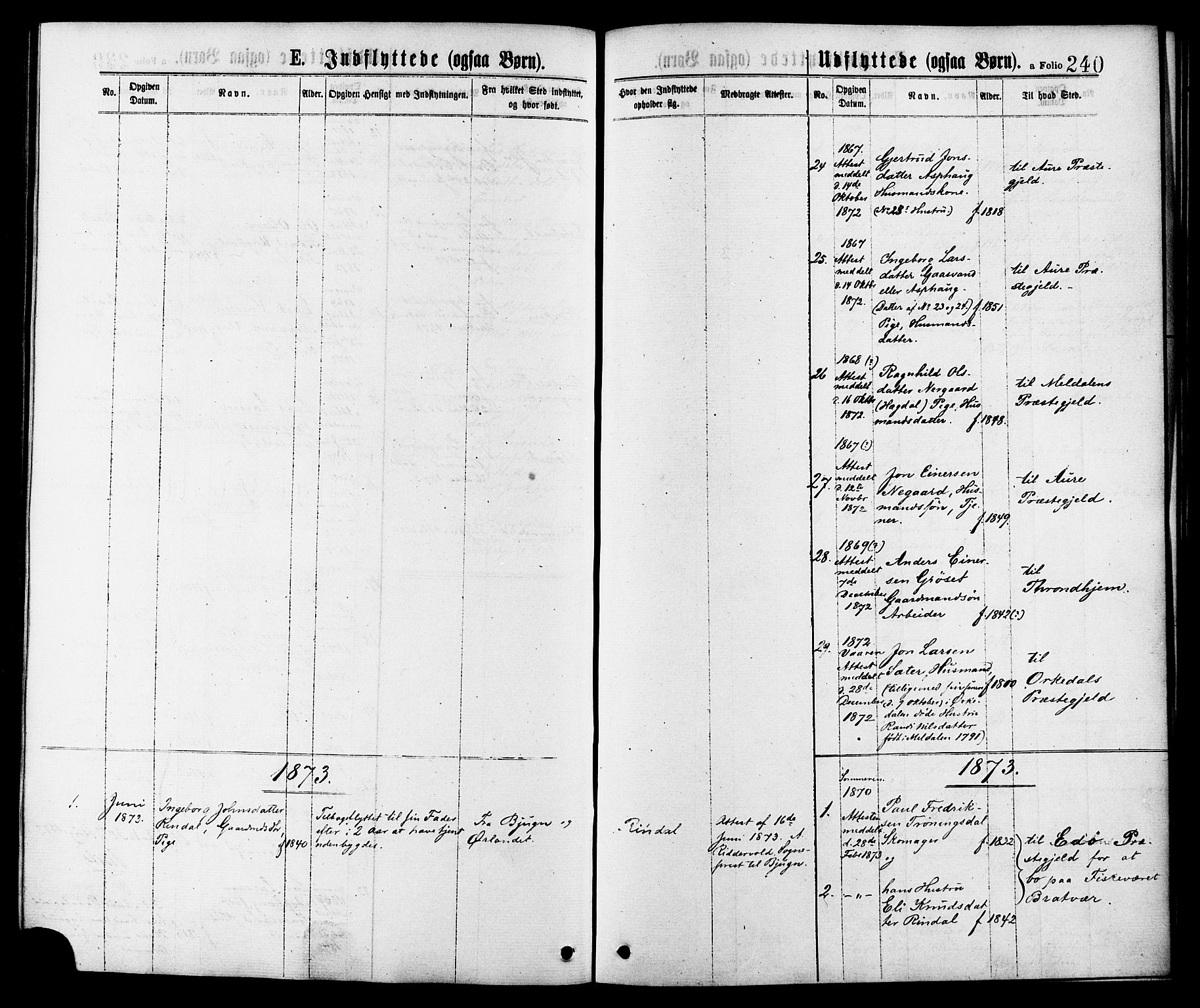 Ministerialprotokoller, klokkerbøker og fødselsregistre - Møre og Romsdal, AV/SAT-A-1454/598/L1068: Parish register (official) no. 598A02, 1872-1881, p. 240