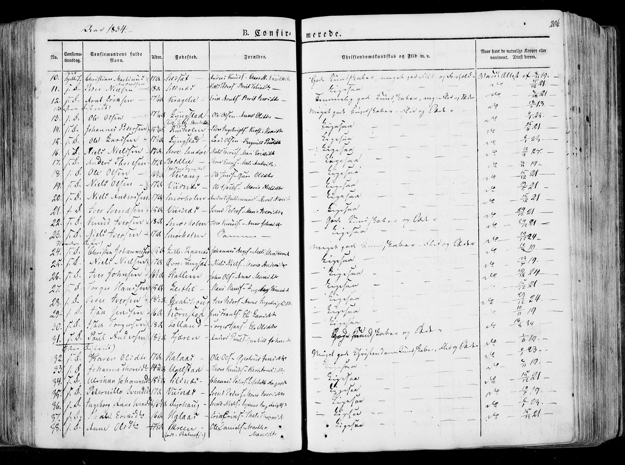 Ministerialprotokoller, klokkerbøker og fødselsregistre - Møre og Romsdal, AV/SAT-A-1454/568/L0803: Parish register (official) no. 568A10, 1830-1853, p. 206