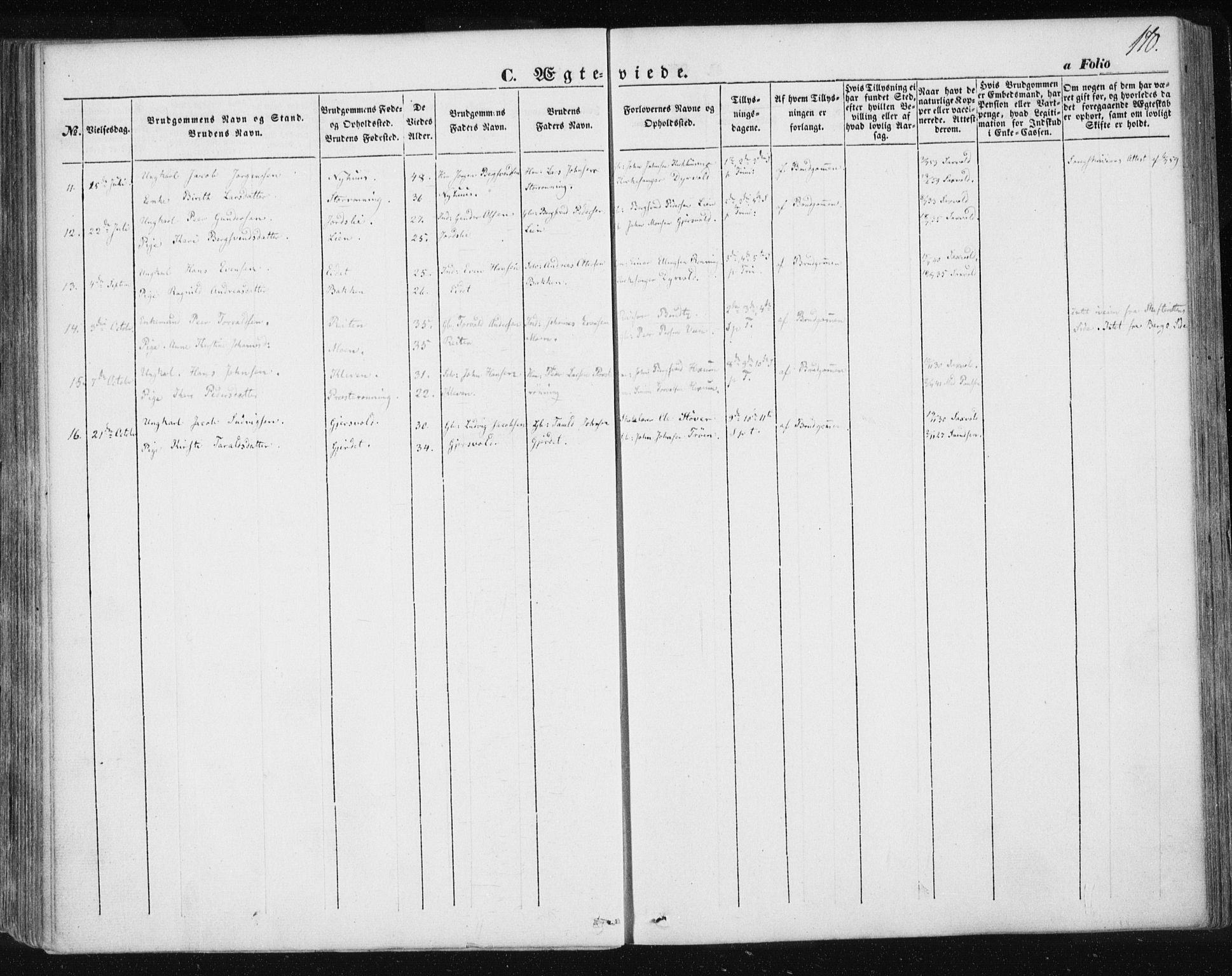 Ministerialprotokoller, klokkerbøker og fødselsregistre - Sør-Trøndelag, SAT/A-1456/685/L0965: Parish register (official) no. 685A06 /3, 1846-1859, p. 170