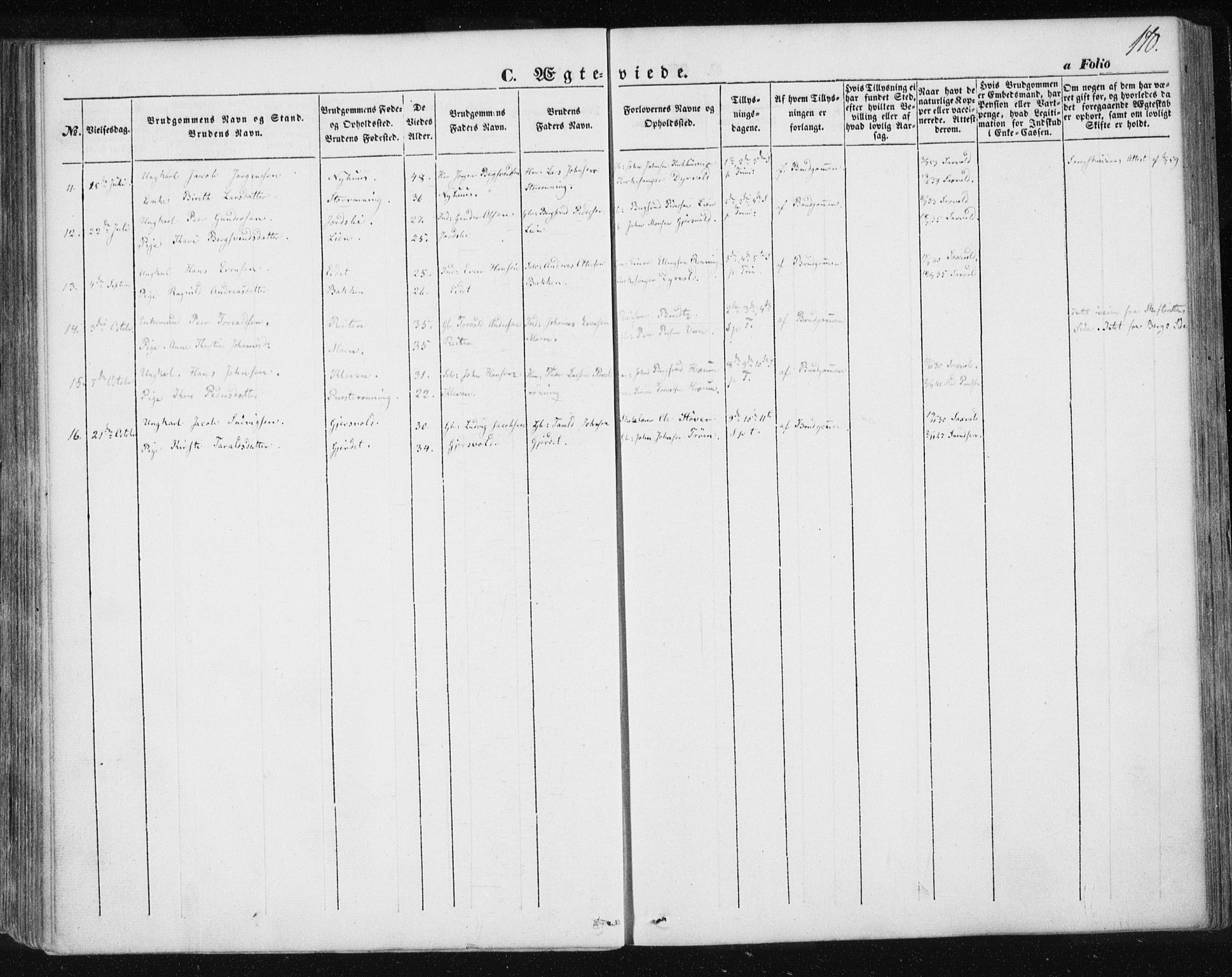 Ministerialprotokoller, klokkerbøker og fødselsregistre - Sør-Trøndelag, AV/SAT-A-1456/685/L0965: Parish register (official) no. 685A06 /3, 1846-1859, p. 170