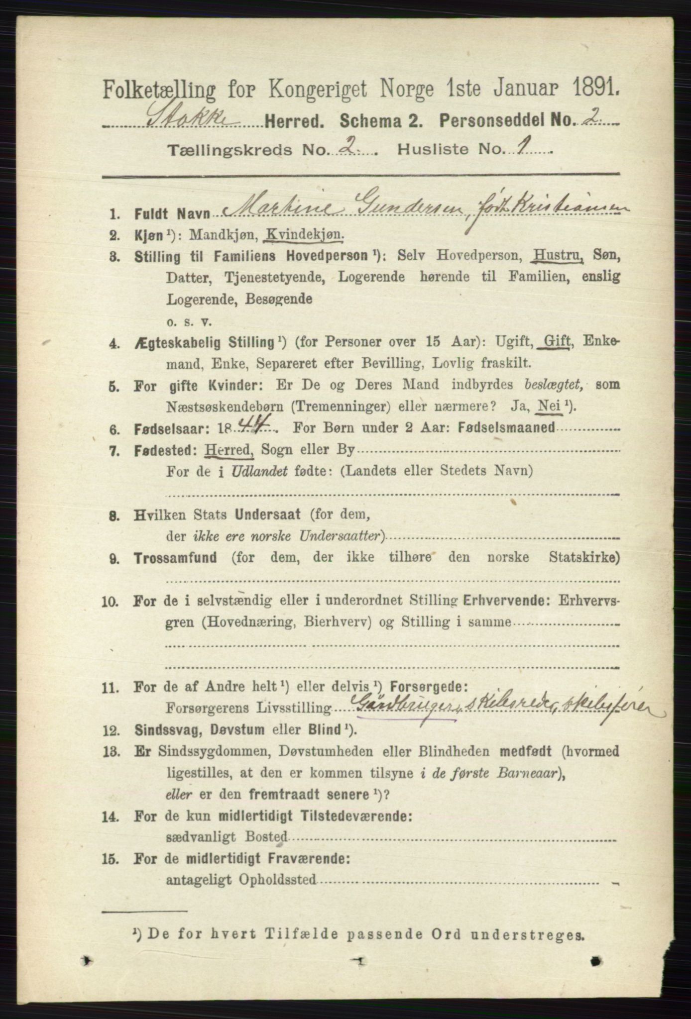 RA, 1891 census for 0720 Stokke, 1891, p. 947