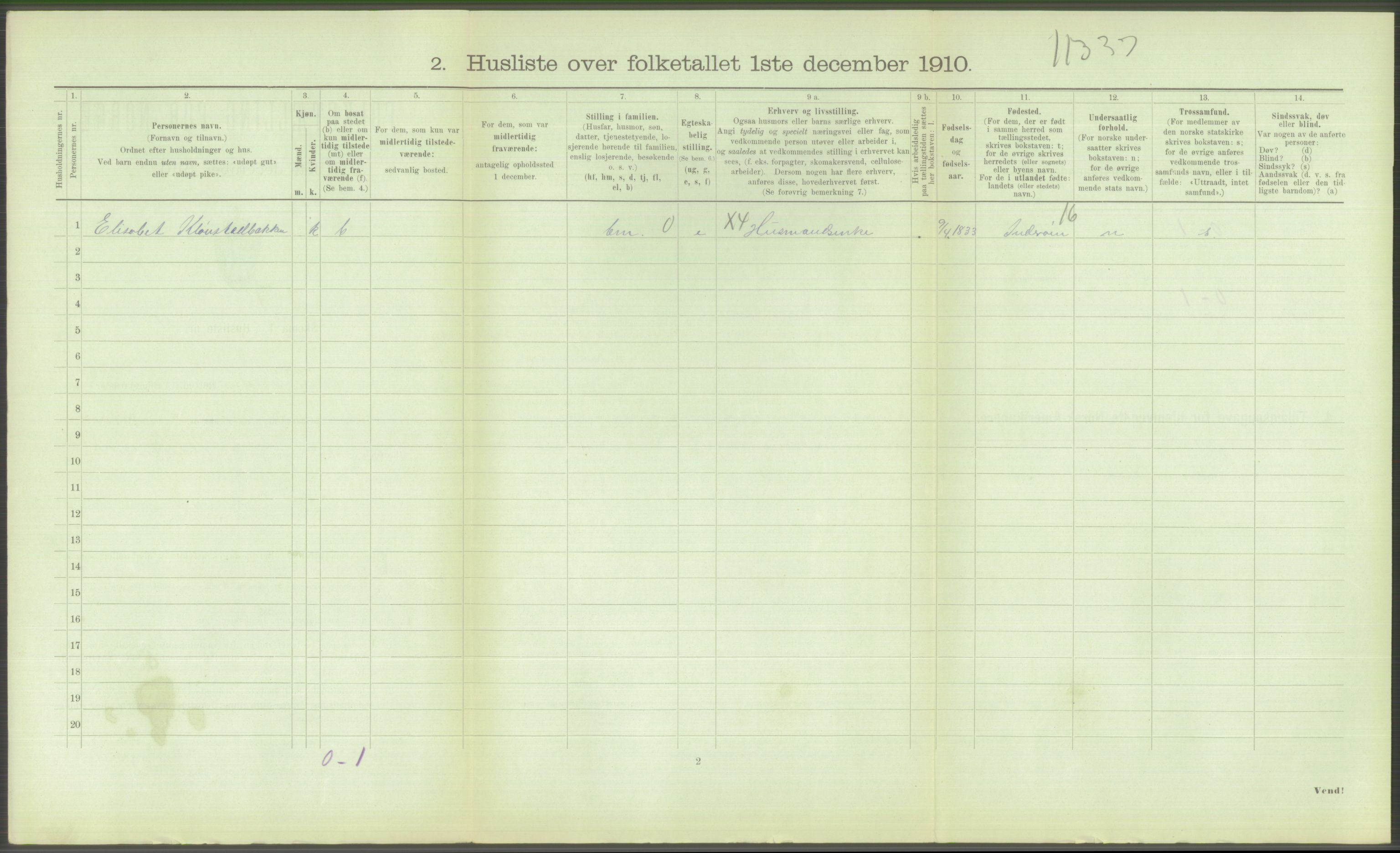 RA, 1910 census for Hustad (Sandvollan), 1910, p. 230