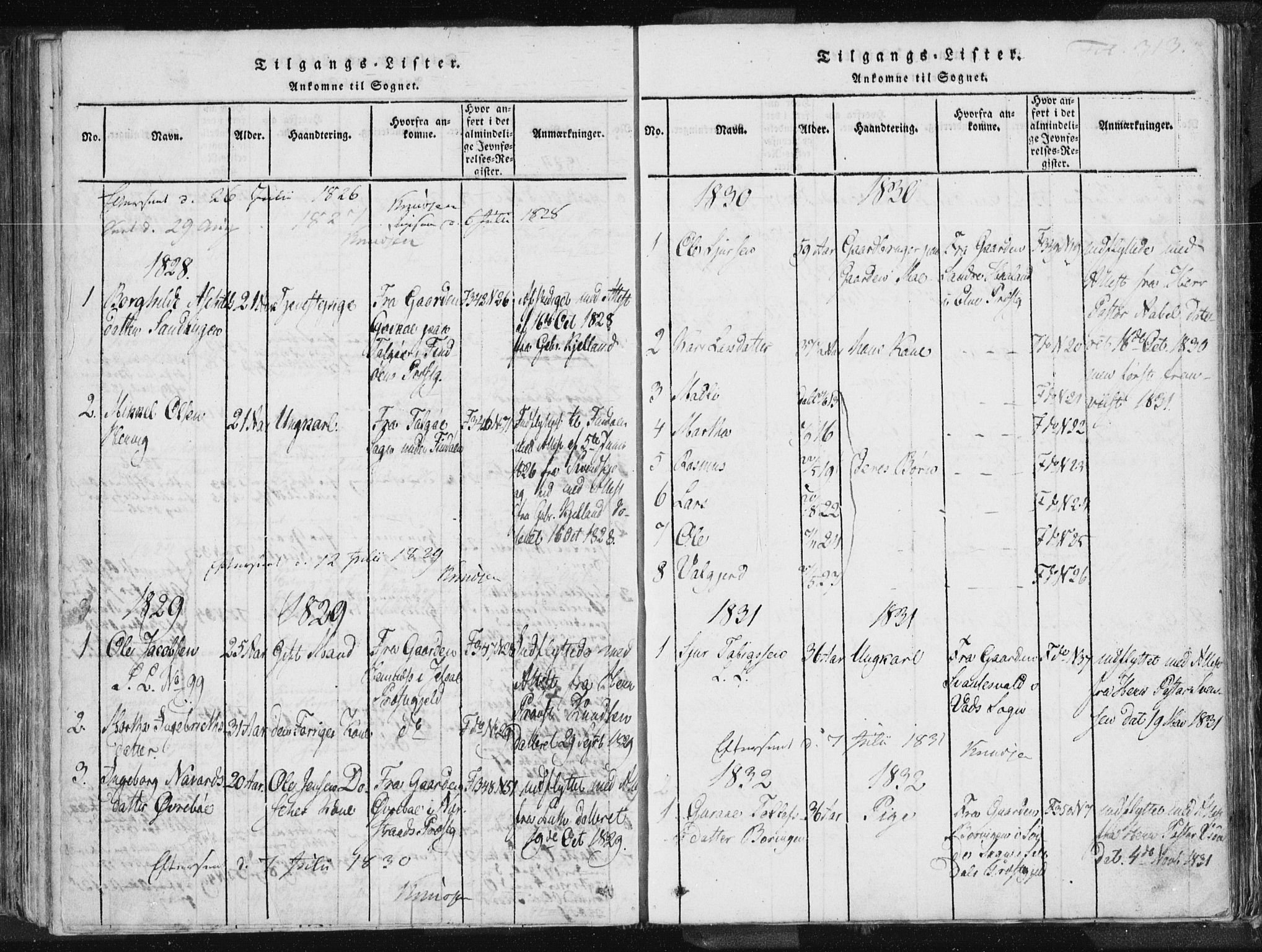 Vikedal sokneprestkontor, AV/SAST-A-101840/01/IV: Parish register (official) no. A 3, 1817-1850, p. 313