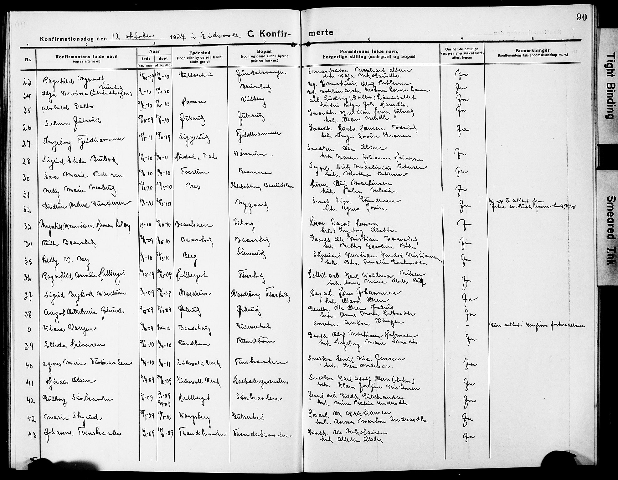 Eidsvoll prestekontor Kirkebøker, AV/SAO-A-10888/G/Ga/L0009: Parish register (copy) no. I 9, 1914-1927, p. 90