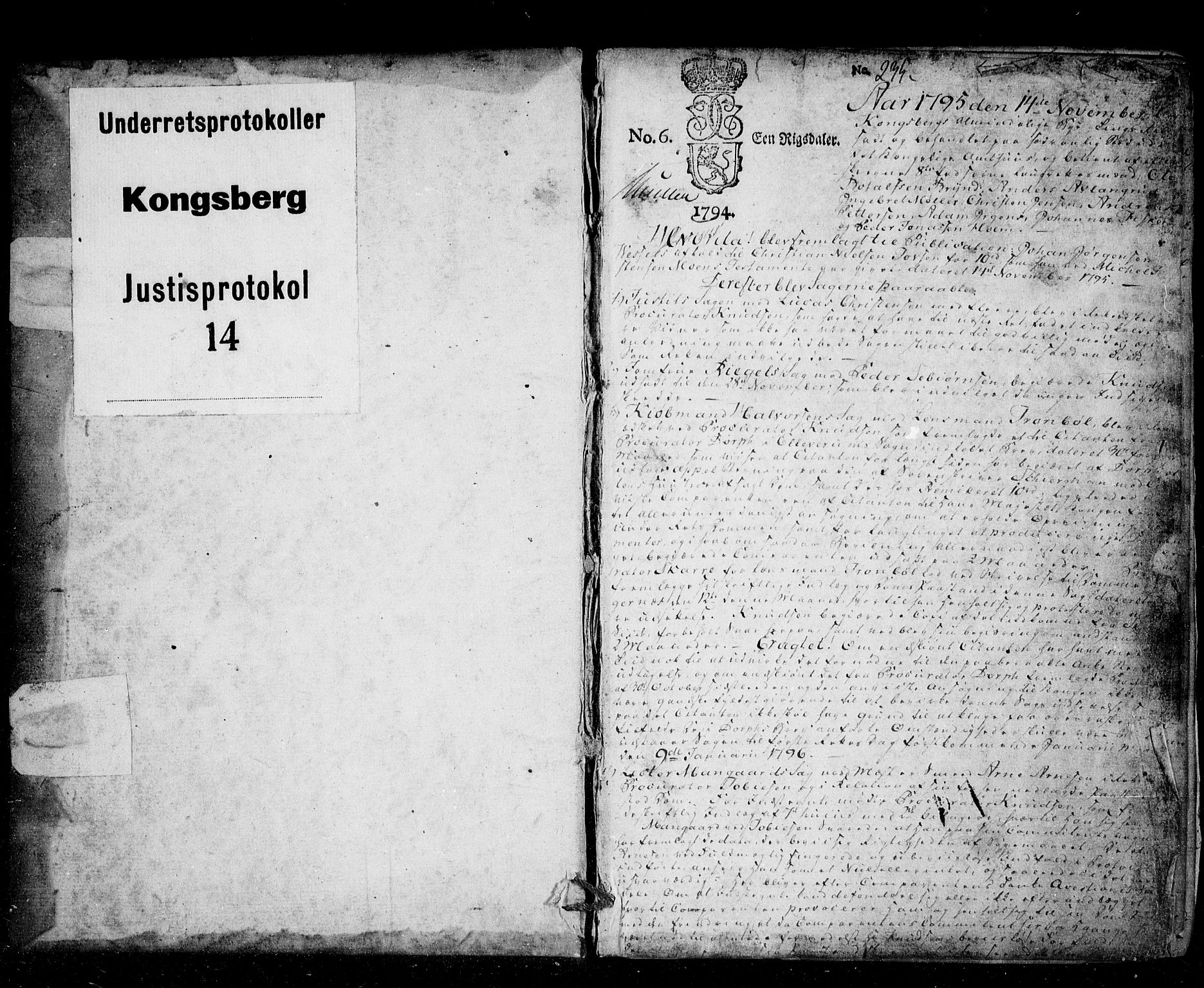 Kongsberg byfogd, SAKO/A-84/F/Fa/L0014: Tingbok, 1795-1803, p. 1