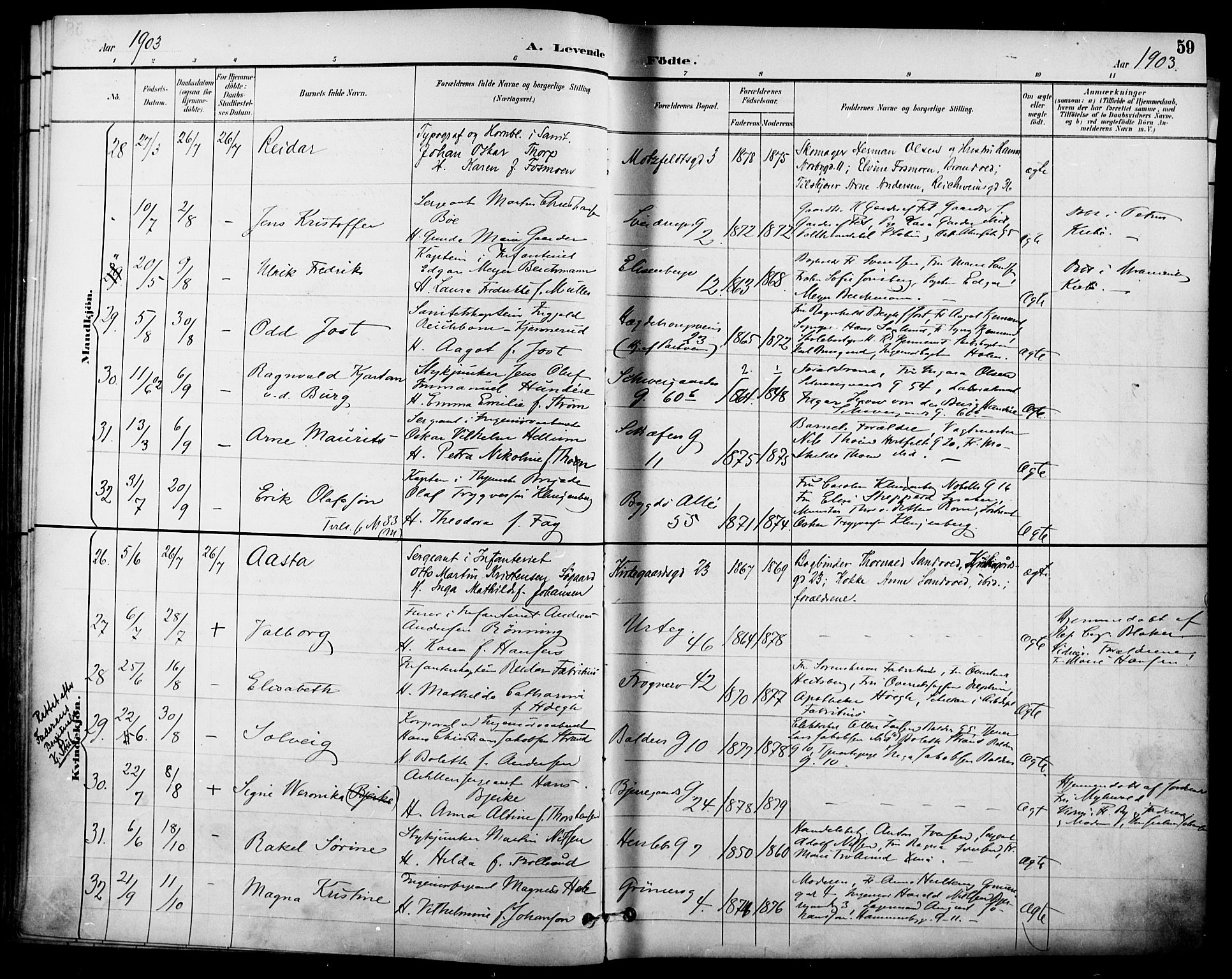 Garnisonsmenigheten Kirkebøker, AV/SAO-A-10846/F/Fa/L0013: Parish register (official) no. 13, 1894-1904, p. 59