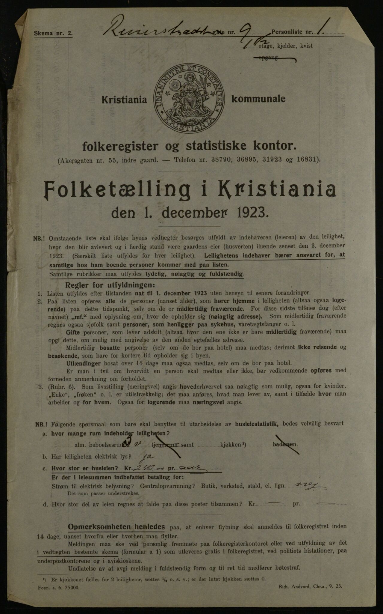 OBA, Municipal Census 1923 for Kristiania, 1923, p. 91603