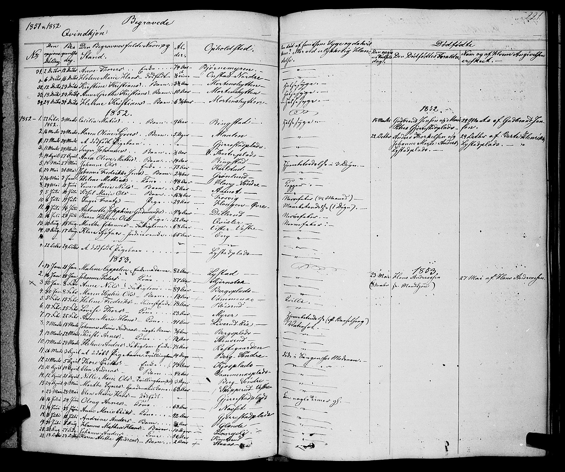 Skiptvet prestekontor Kirkebøker, AV/SAO-A-20009/F/Fa/L0006: Parish register (official) no. 6, 1839-1860, p. 221