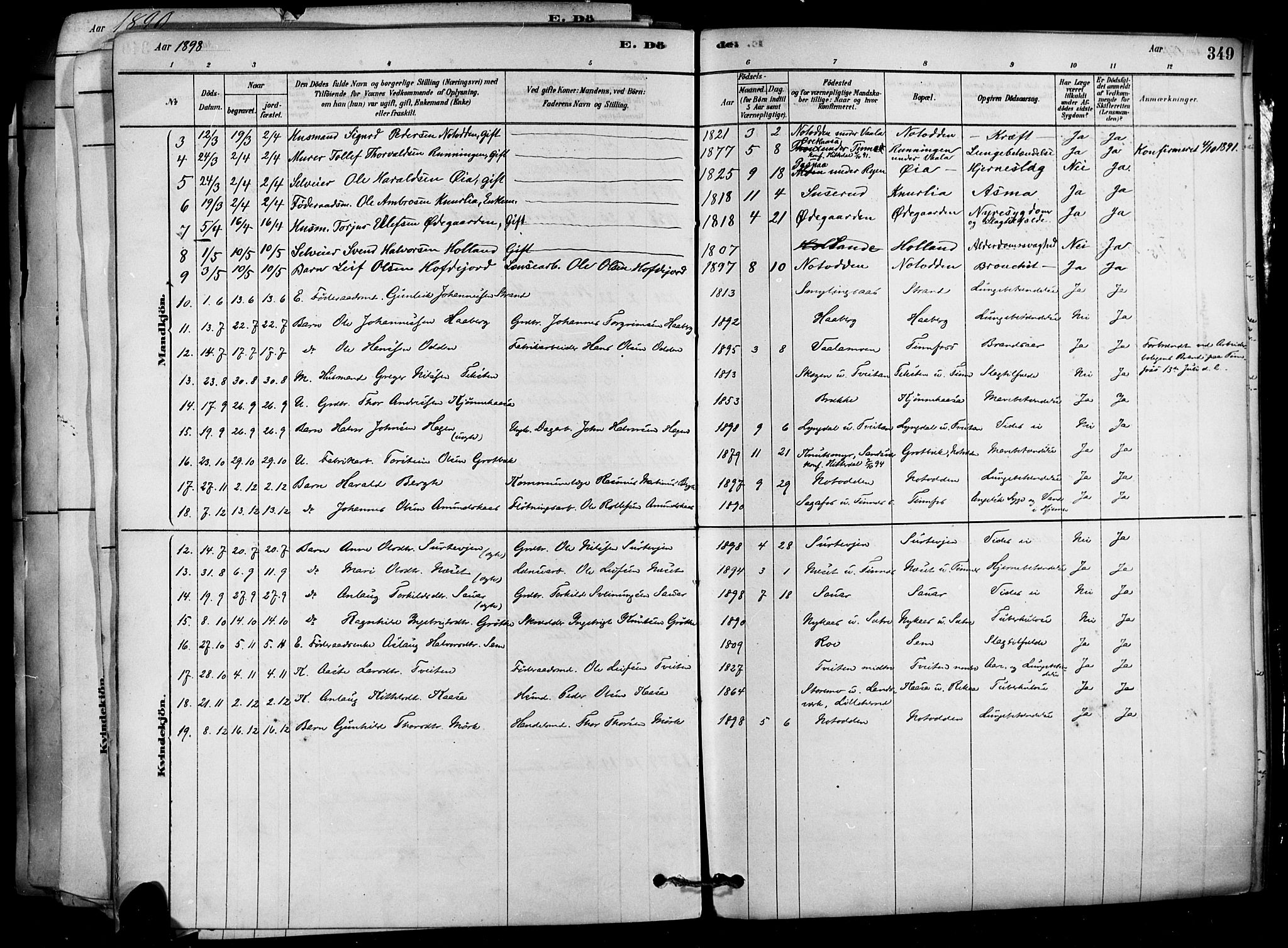 Heddal kirkebøker, SAKO/A-268/F/Fa/L0008: Parish register (official) no. I 8, 1878-1903, p. 349