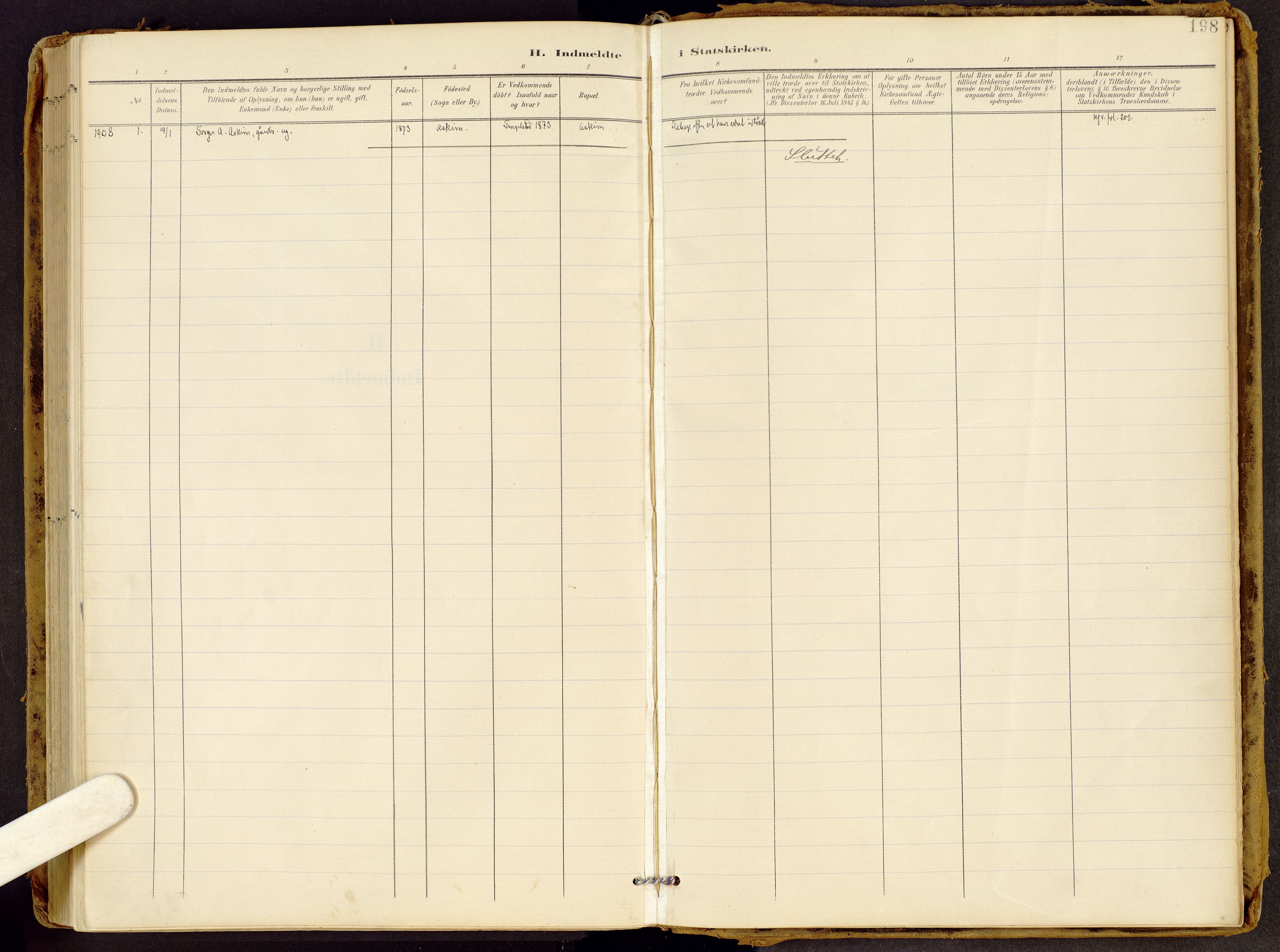 Brandbu prestekontor, SAH/PREST-114/H/Ha/Haa/L0002: Parish register (official) no. 2, 1899-1914, p. 198