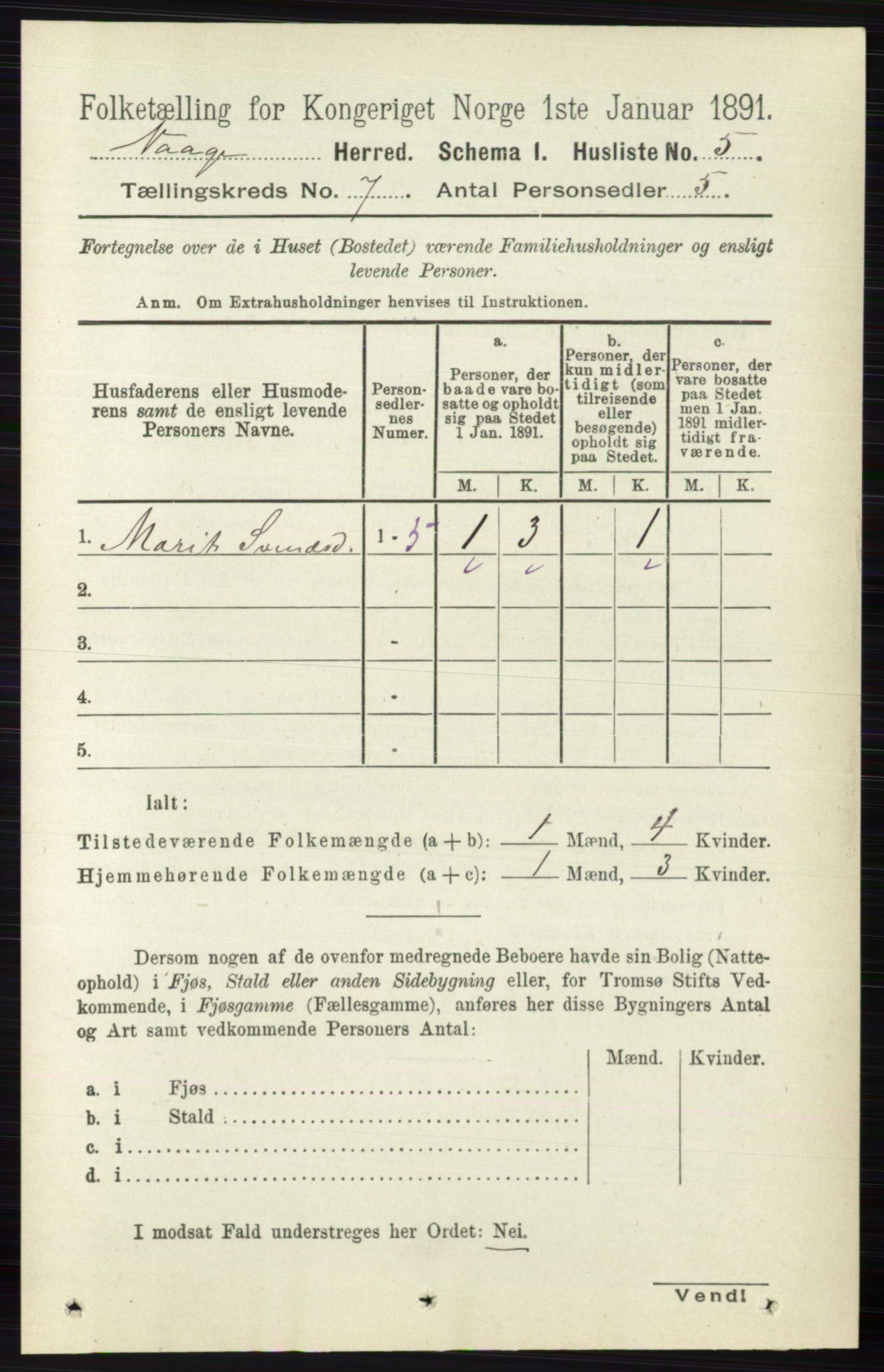 RA, 1891 census for 0515 Vågå, 1891, p. 4254