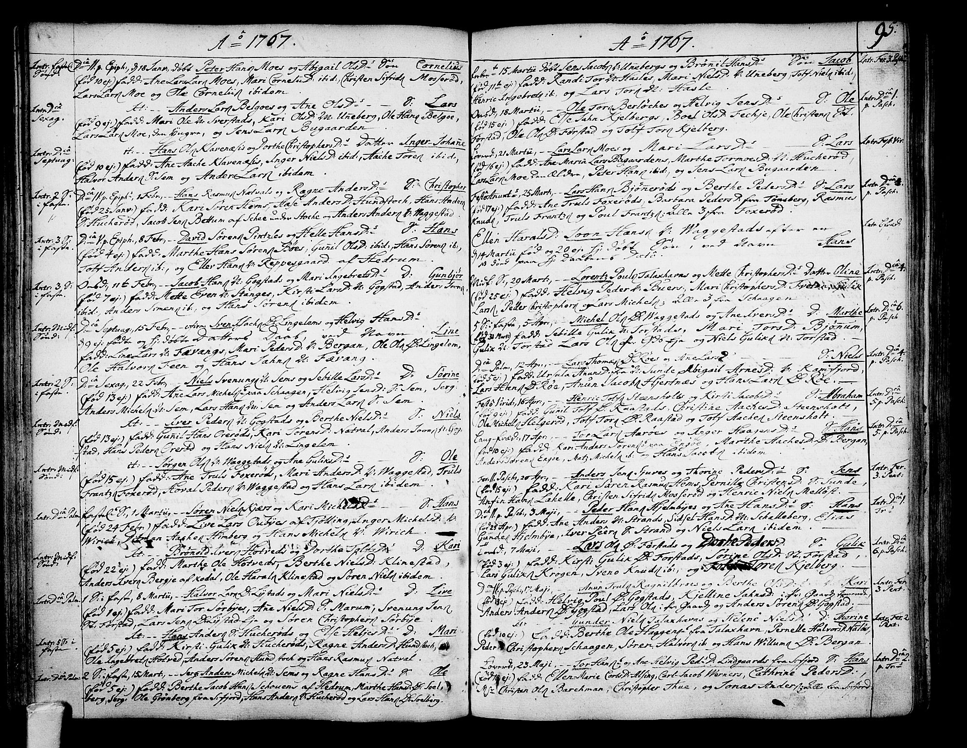 Sandar kirkebøker, SAKO/A-243/F/Fa/L0002: Parish register (official) no. 2, 1733-1788, p. 95