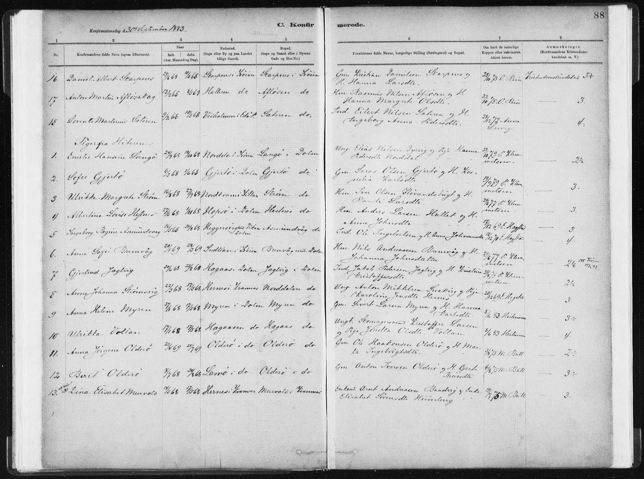 Ministerialprotokoller, klokkerbøker og fødselsregistre - Sør-Trøndelag, SAT/A-1456/634/L0533: Parish register (official) no. 634A09, 1882-1901, p. 88