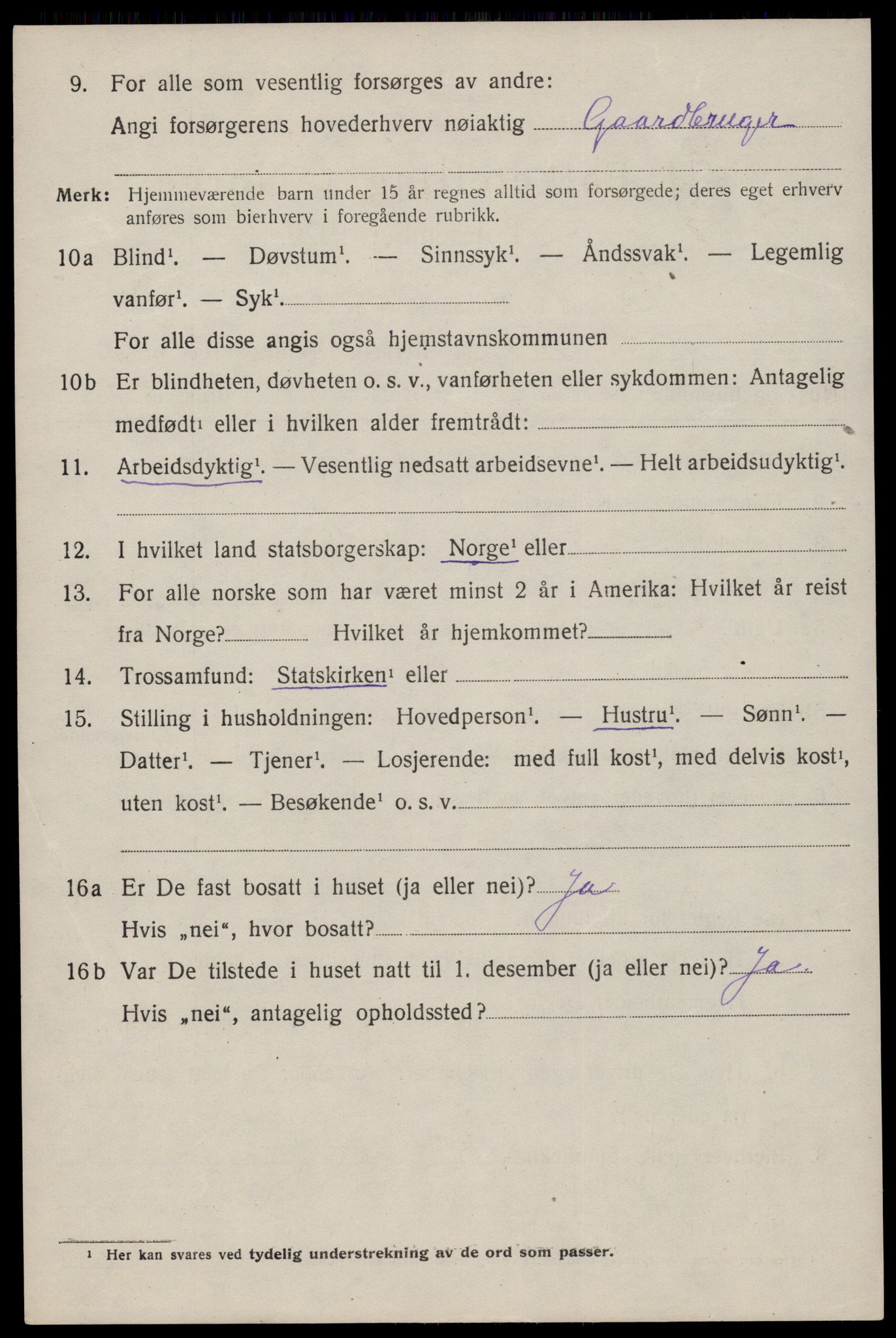 SAST, 1920 census for Årdal, 1920, p. 367