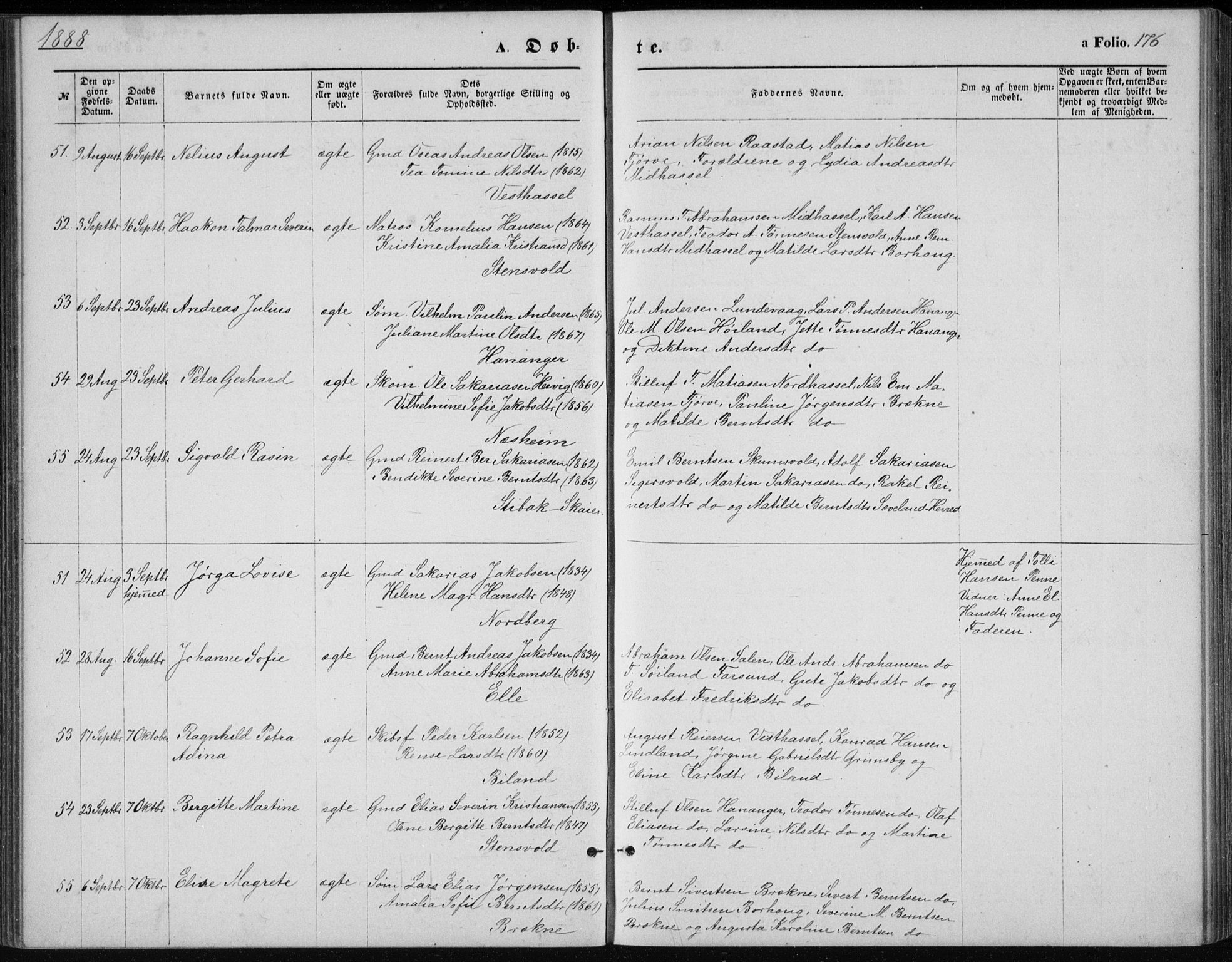 Lista sokneprestkontor, AV/SAK-1111-0027/F/Fb/L0004: Parish register (copy) no. B 4, 1877-1891, p. 176