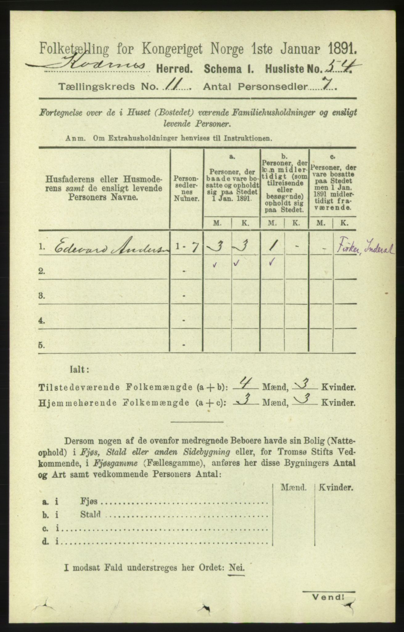 RA, 1891 census for 1553 Kvernes, 1891, p. 4808