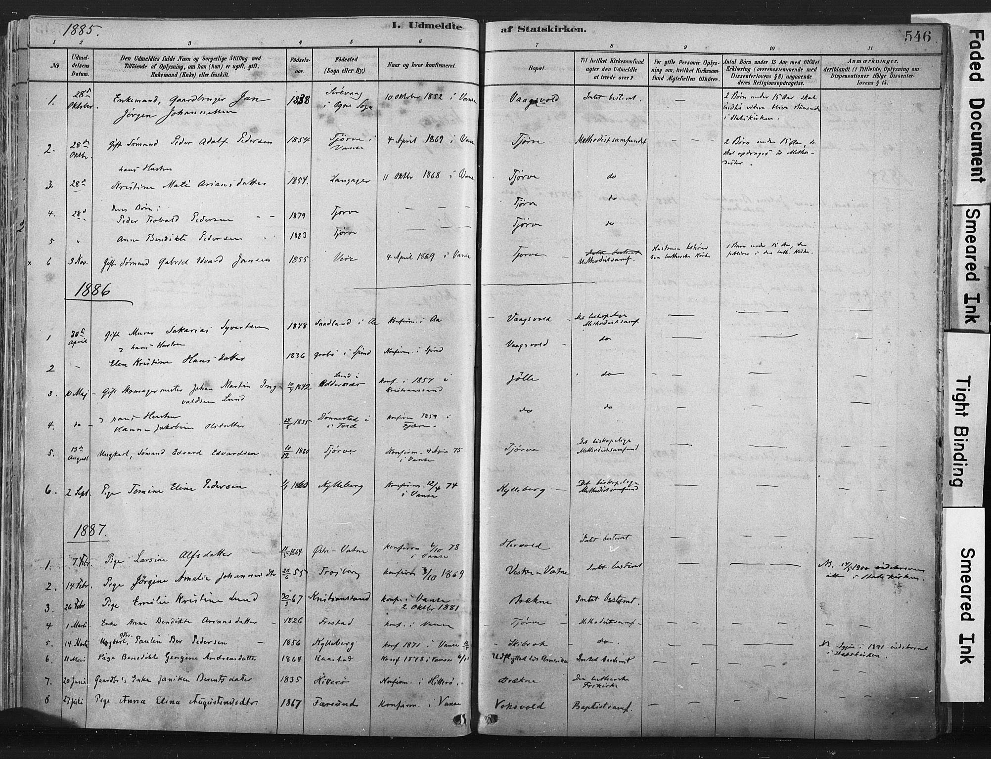 Lista sokneprestkontor, SAK/1111-0027/F/Fa/L0012: Parish register (official) no. A 12, 1879-1903, p. 546