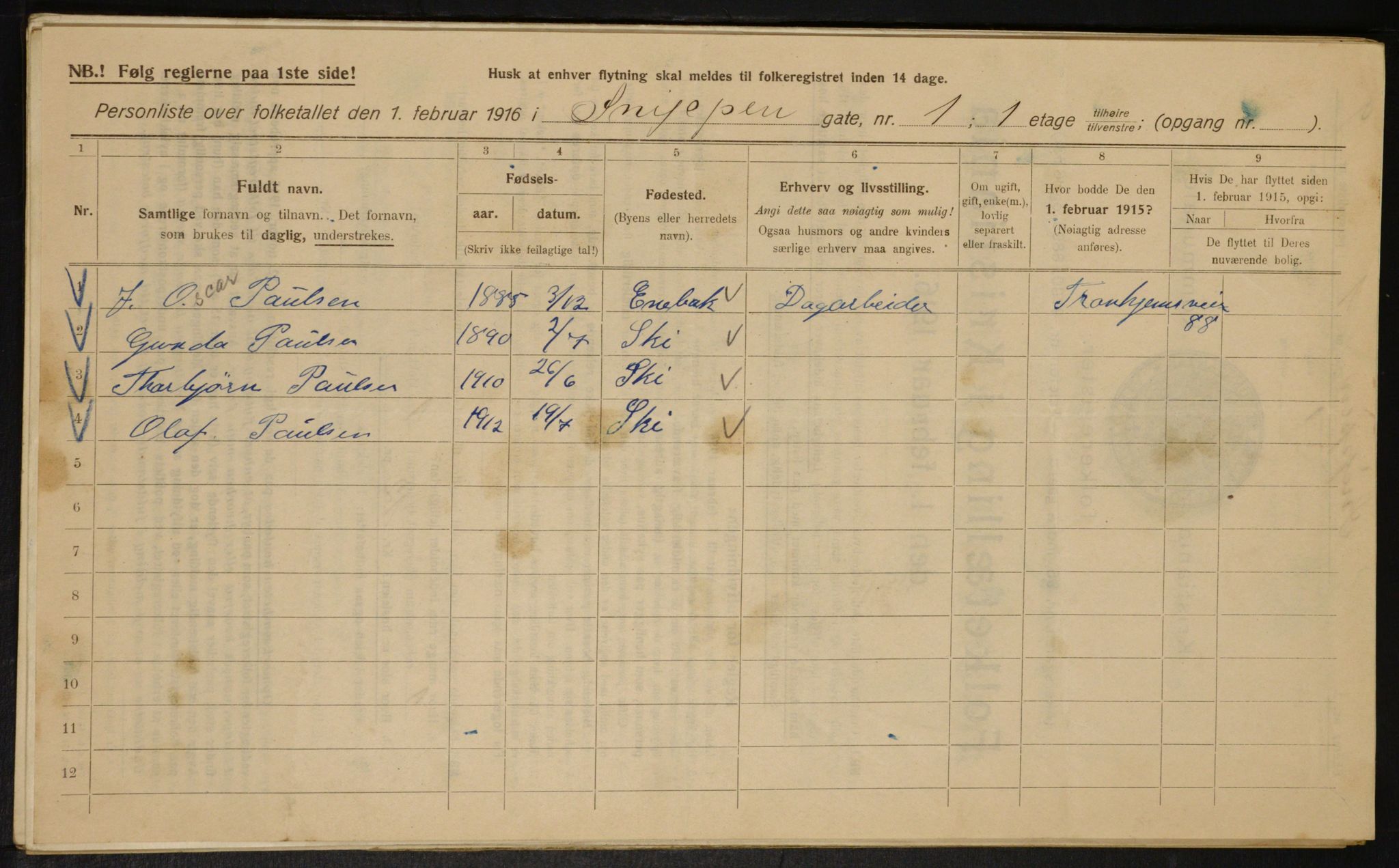 OBA, Municipal Census 1916 for Kristiania, 1916, p. 100439