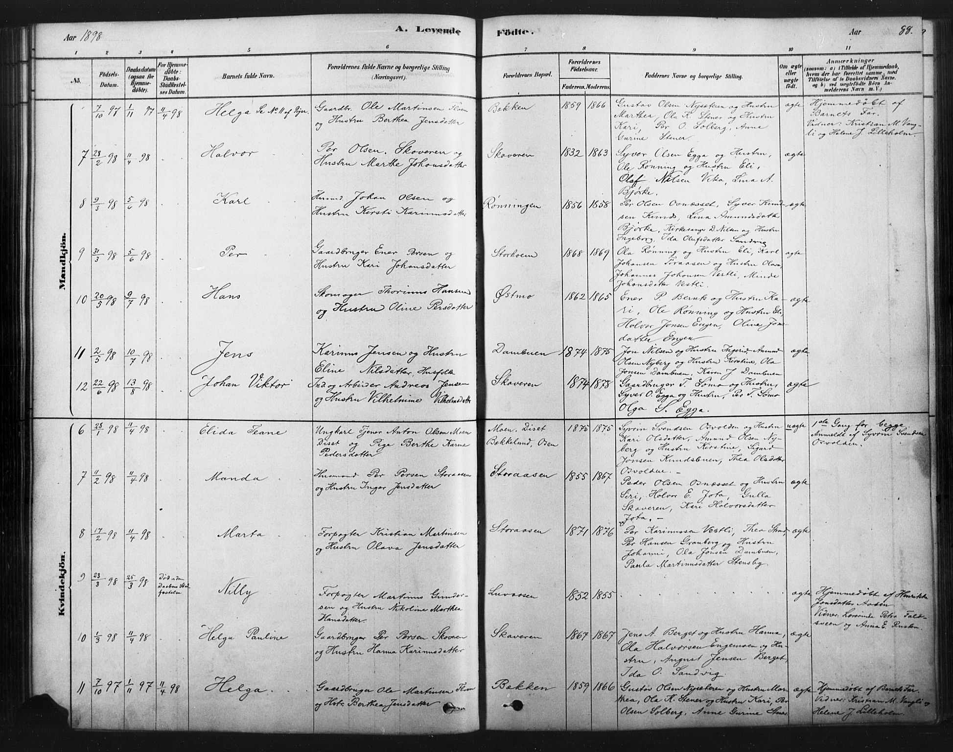 Åmot prestekontor, Hedmark, SAH/PREST-056/H/Ha/Haa/L0012: Parish register (official) no. 12, 1878-1901, p. 88