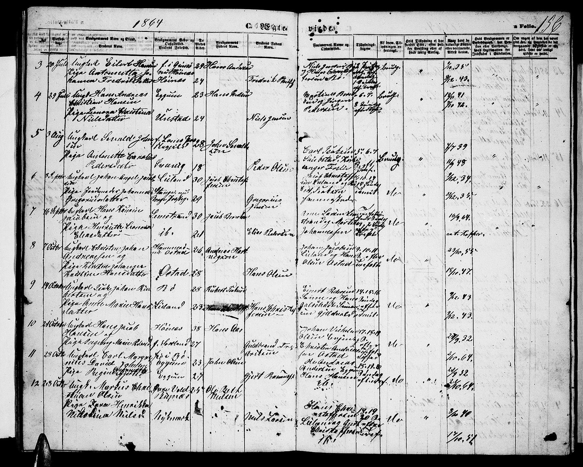 Ministerialprotokoller, klokkerbøker og fødselsregistre - Nordland, AV/SAT-A-1459/880/L1140: Parish register (copy) no. 880C02, 1861-1875, p. 156