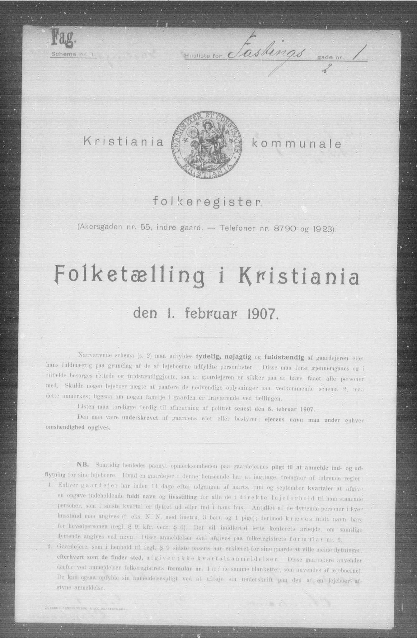 OBA, Municipal Census 1907 for Kristiania, 1907, p. 11943