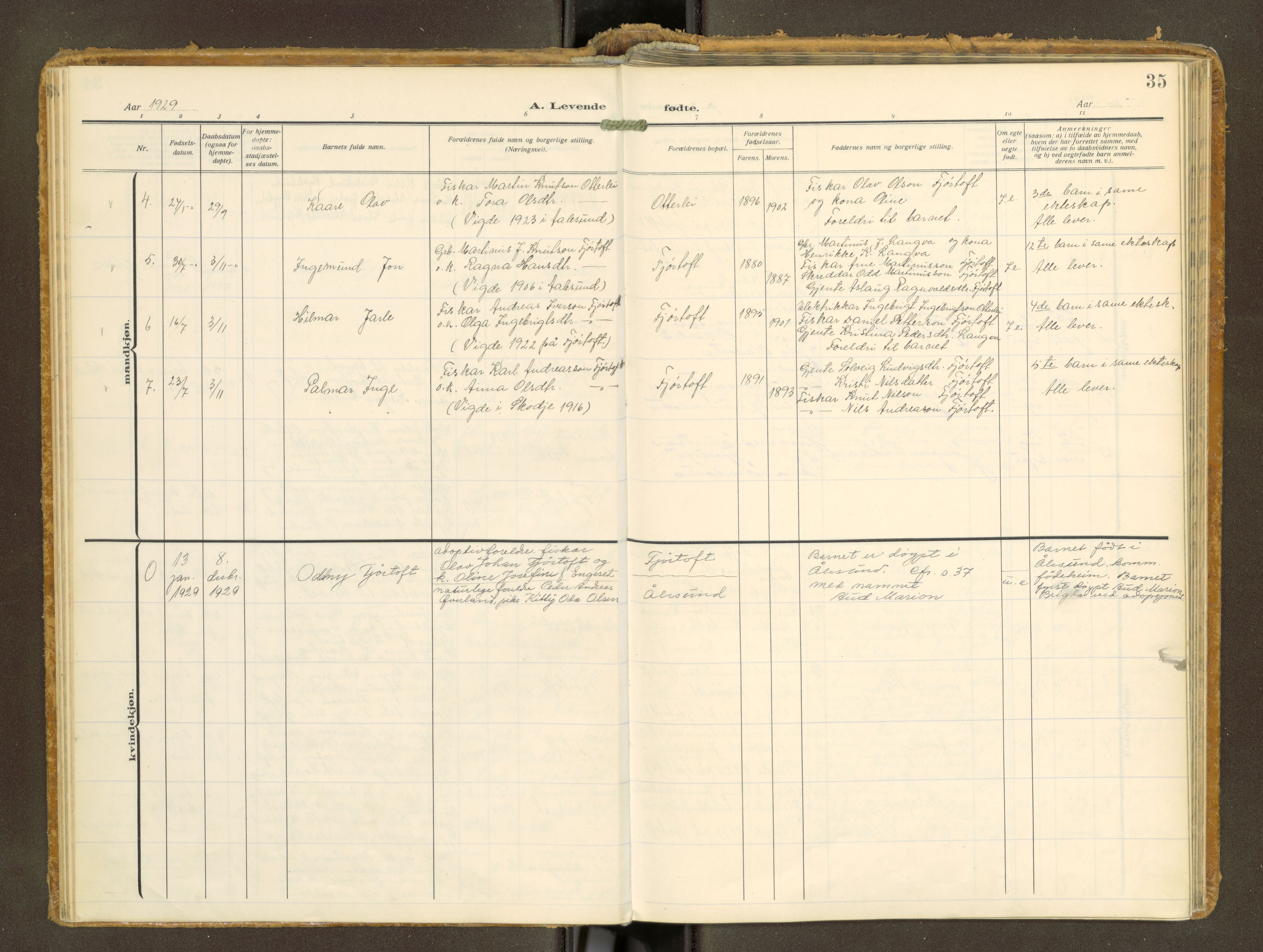 Ministerialprotokoller, klokkerbøker og fødselsregistre - Møre og Romsdal, AV/SAT-A-1454/538/L0528: Parish register (official) no. 538A--, 1911-1935, p. 35