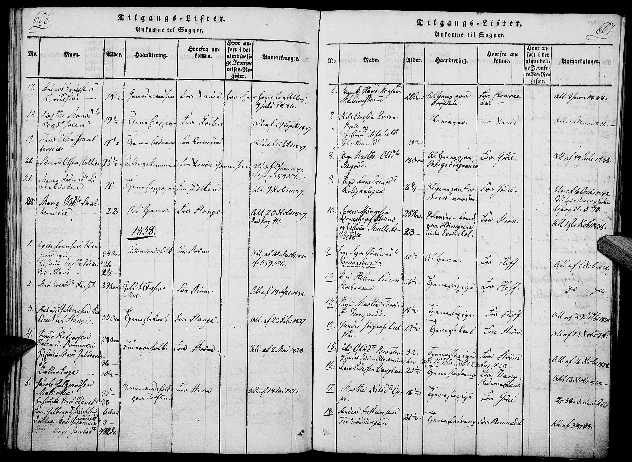 Nord-Odal prestekontor, AV/SAH-PREST-032/H/Ha/Haa/L0001: Parish register (official) no. 1, 1819-1838, p. 606-607