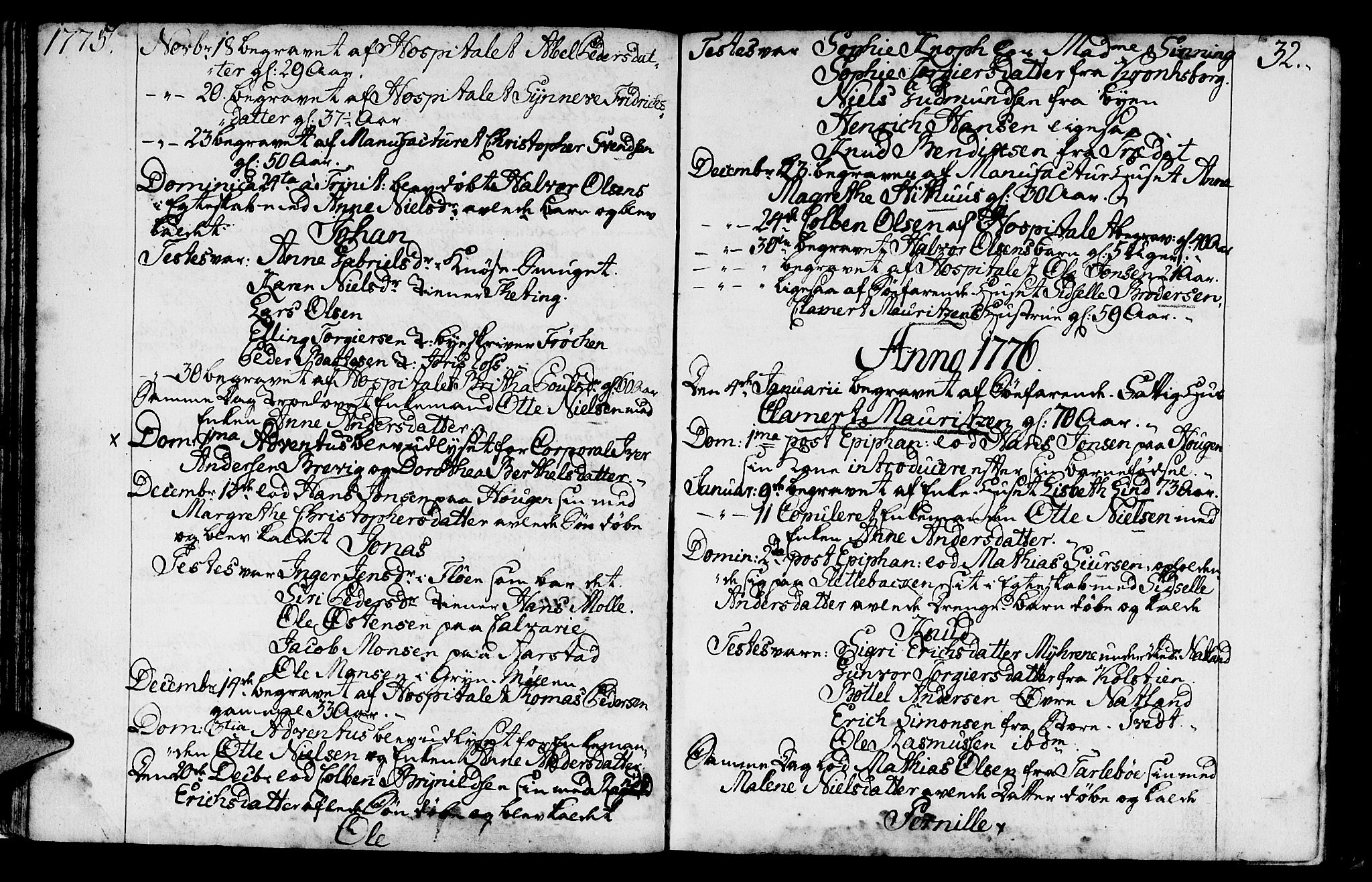 St. Jørgens hospital og Årstad sokneprestembete, AV/SAB-A-99934: Parish register (official) no. A 2, 1766-1814, p. 32