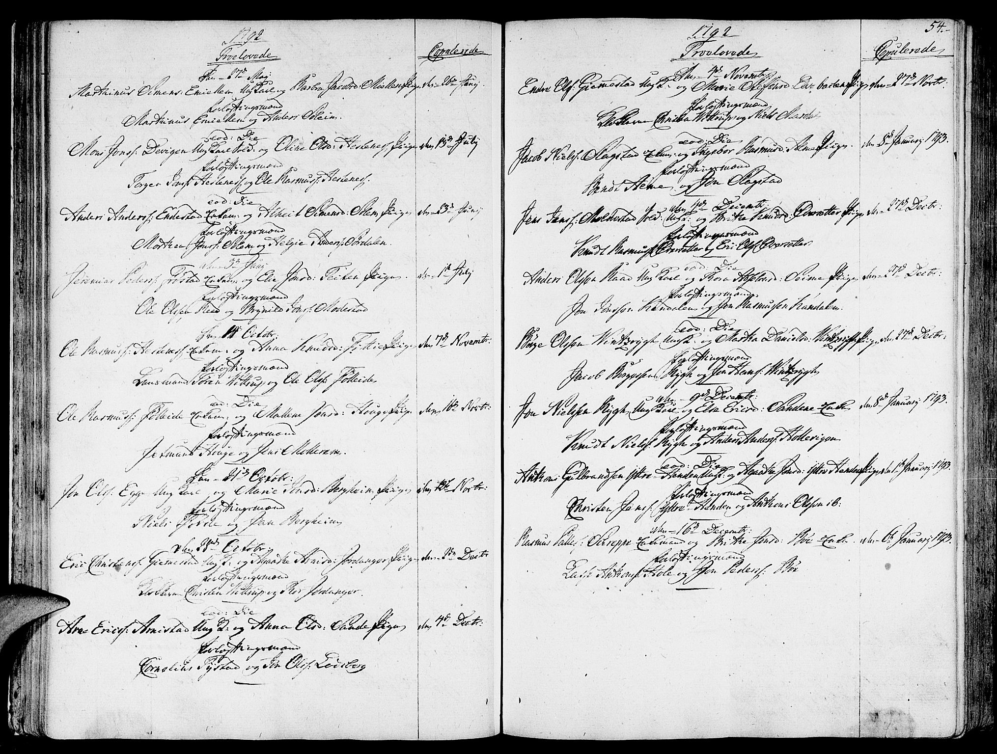 Gloppen sokneprestembete, AV/SAB-A-80101/H/Haa/Haaa/L0005: Parish register (official) no. A 5, 1785-1815, p. 54