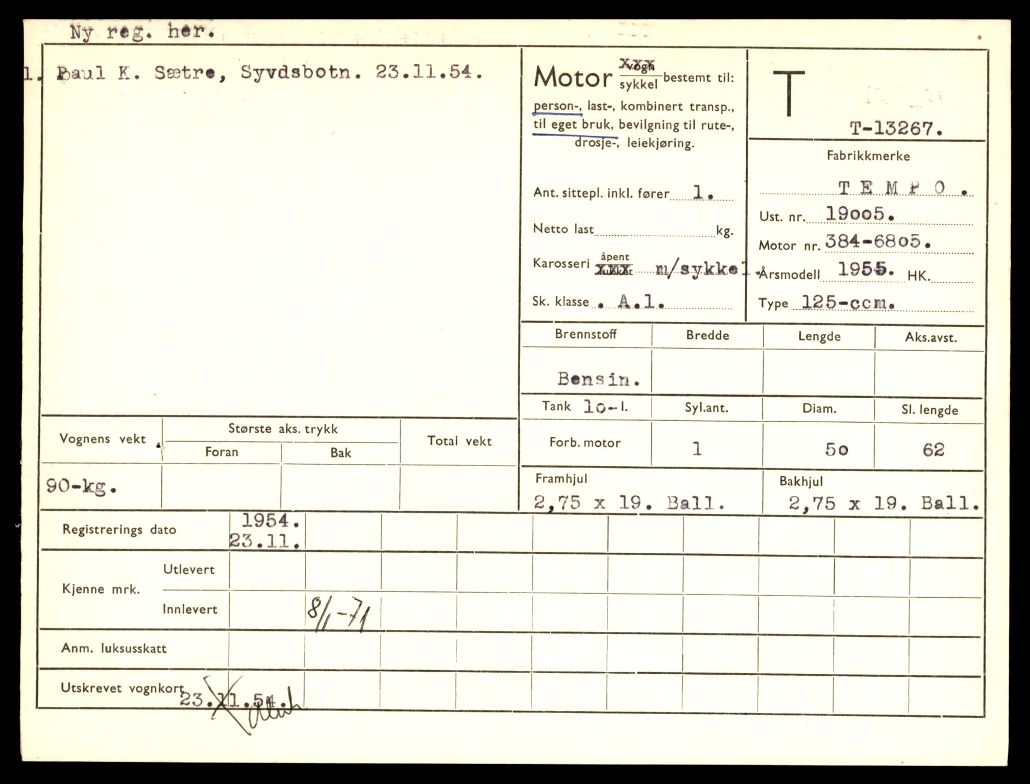 Møre og Romsdal vegkontor - Ålesund trafikkstasjon, AV/SAT-A-4099/F/Fe/L0038: Registreringskort for kjøretøy T 13180 - T 13360, 1927-1998, p. 1465
