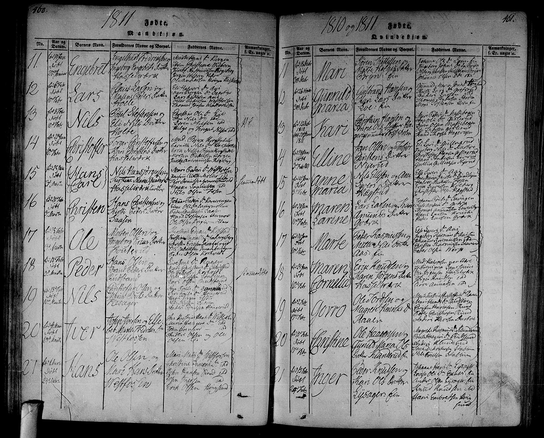 Eiker kirkebøker, AV/SAKO-A-4/F/Fa/L0010: Parish register (official) no. I 10, 1806-1815, p. 460-461