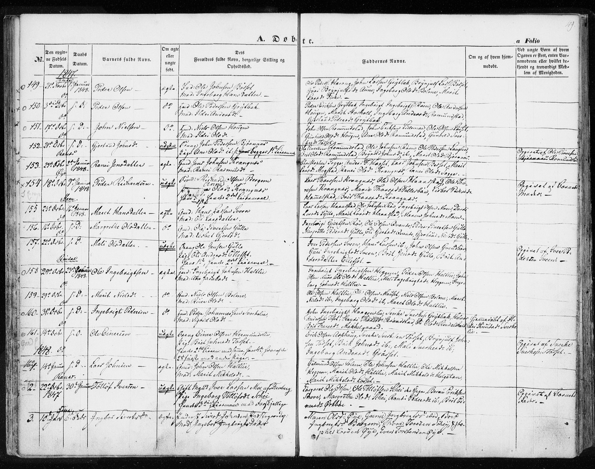 Ministerialprotokoller, klokkerbøker og fødselsregistre - Møre og Romsdal, AV/SAT-A-1454/595/L1043: Parish register (official) no. 595A05, 1843-1851, p. 49