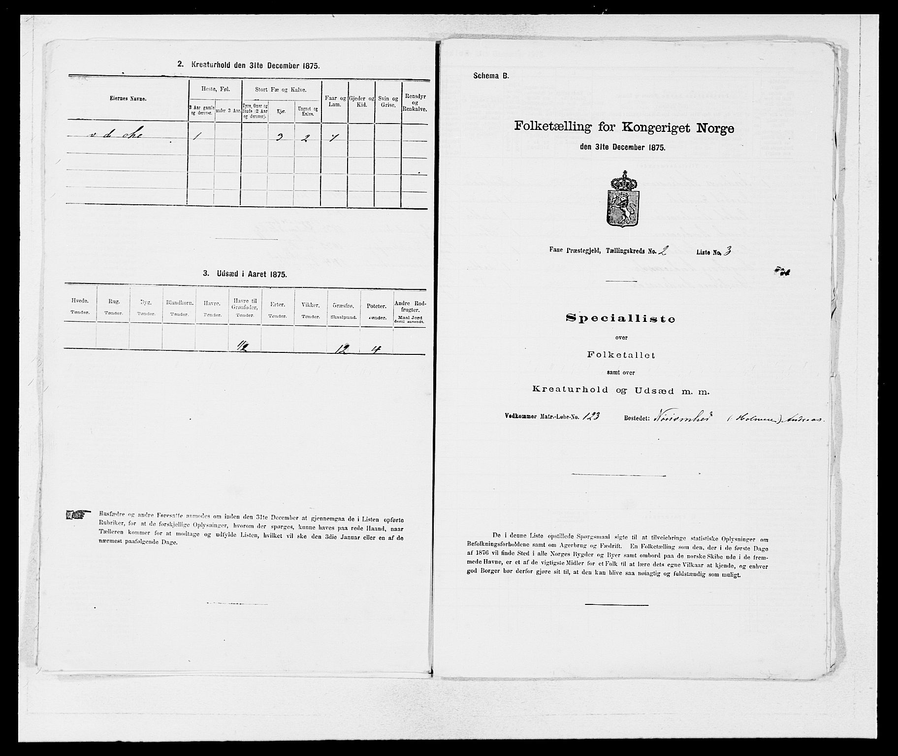 SAB, 1875 census for 1249P Fana, 1875, p. 157