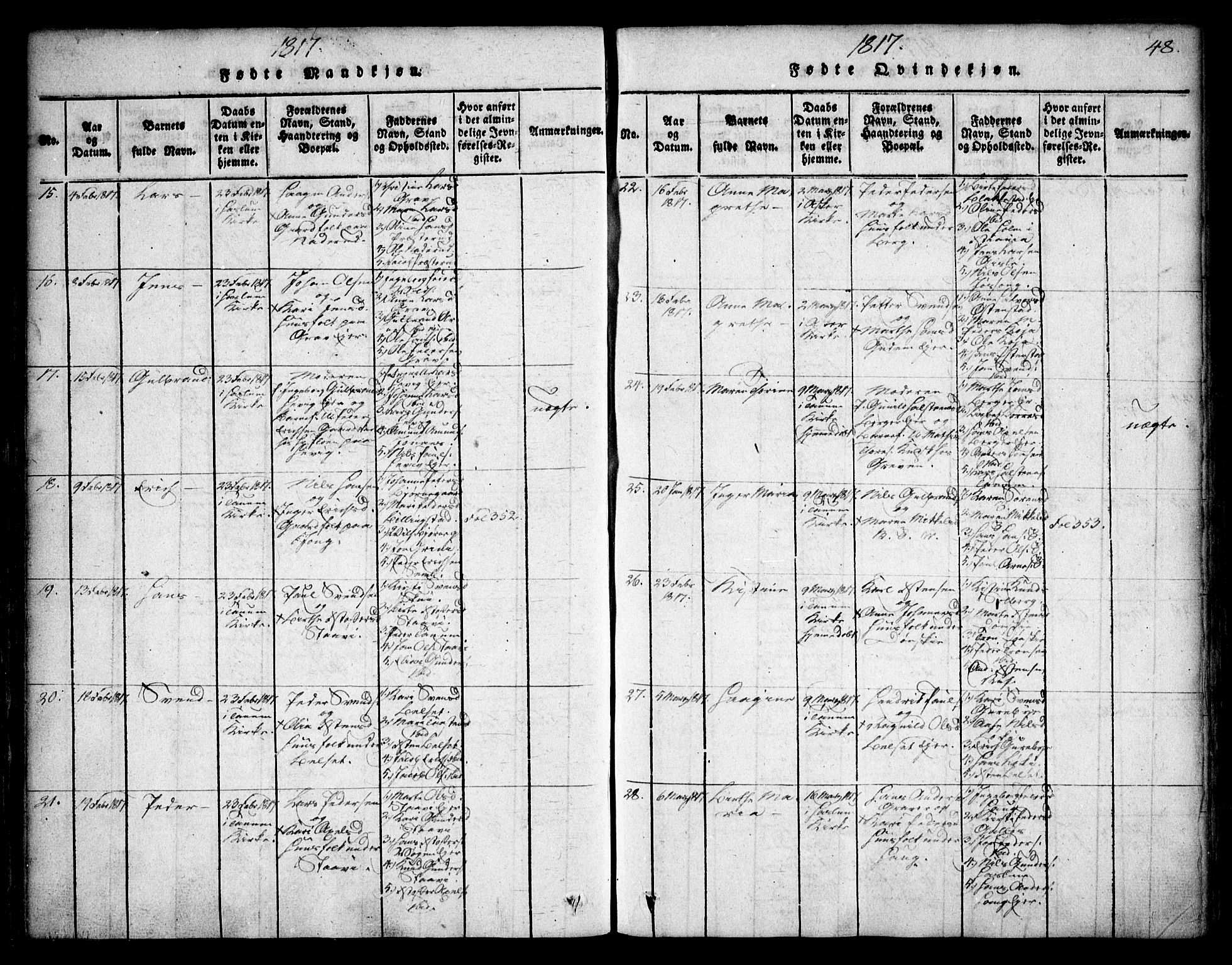 Asker prestekontor Kirkebøker, AV/SAO-A-10256a/F/Fa/L0006: Parish register (official) no. I 6, 1814-1824, p. 48