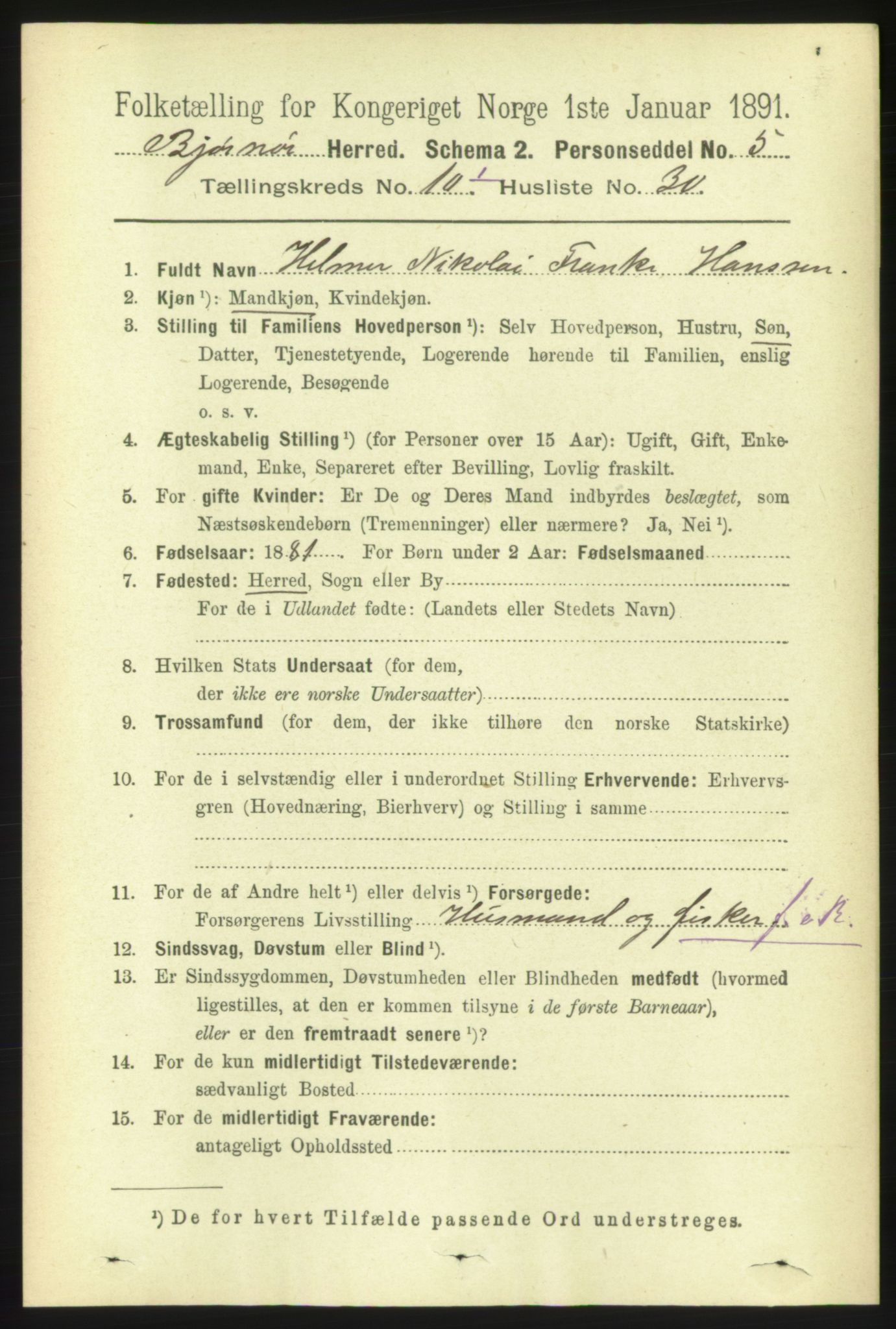 RA, 1891 census for 1632 Bjørnør, 1891, p. 4342
