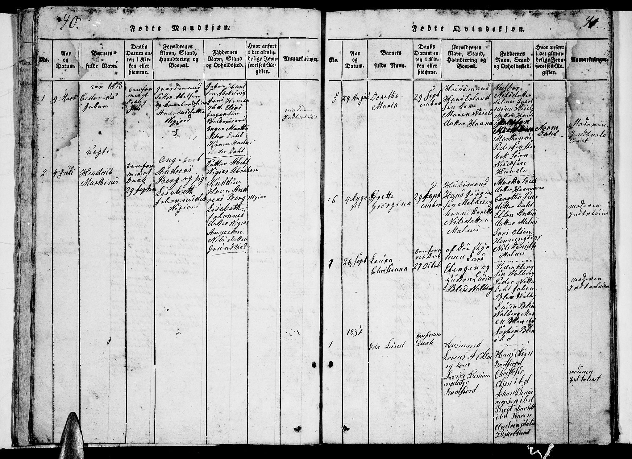 Ministerialprotokoller, klokkerbøker og fødselsregistre - Nordland, AV/SAT-A-1459/884/L1195: Parish register (copy) no. 884C01, 1837-1867, p. 40-41