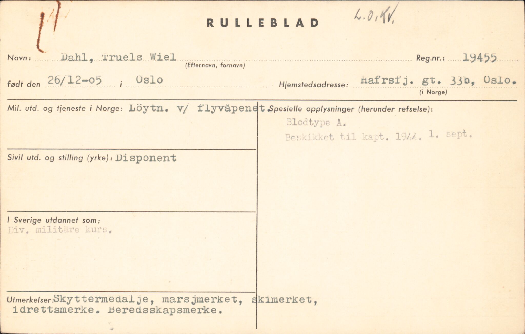 Forsvaret, Forsvarets overkommando/Luftforsvarsstaben, AV/RA-RAFA-4079/P/Pa/L0013: Personellmapper, 1905, p. 46