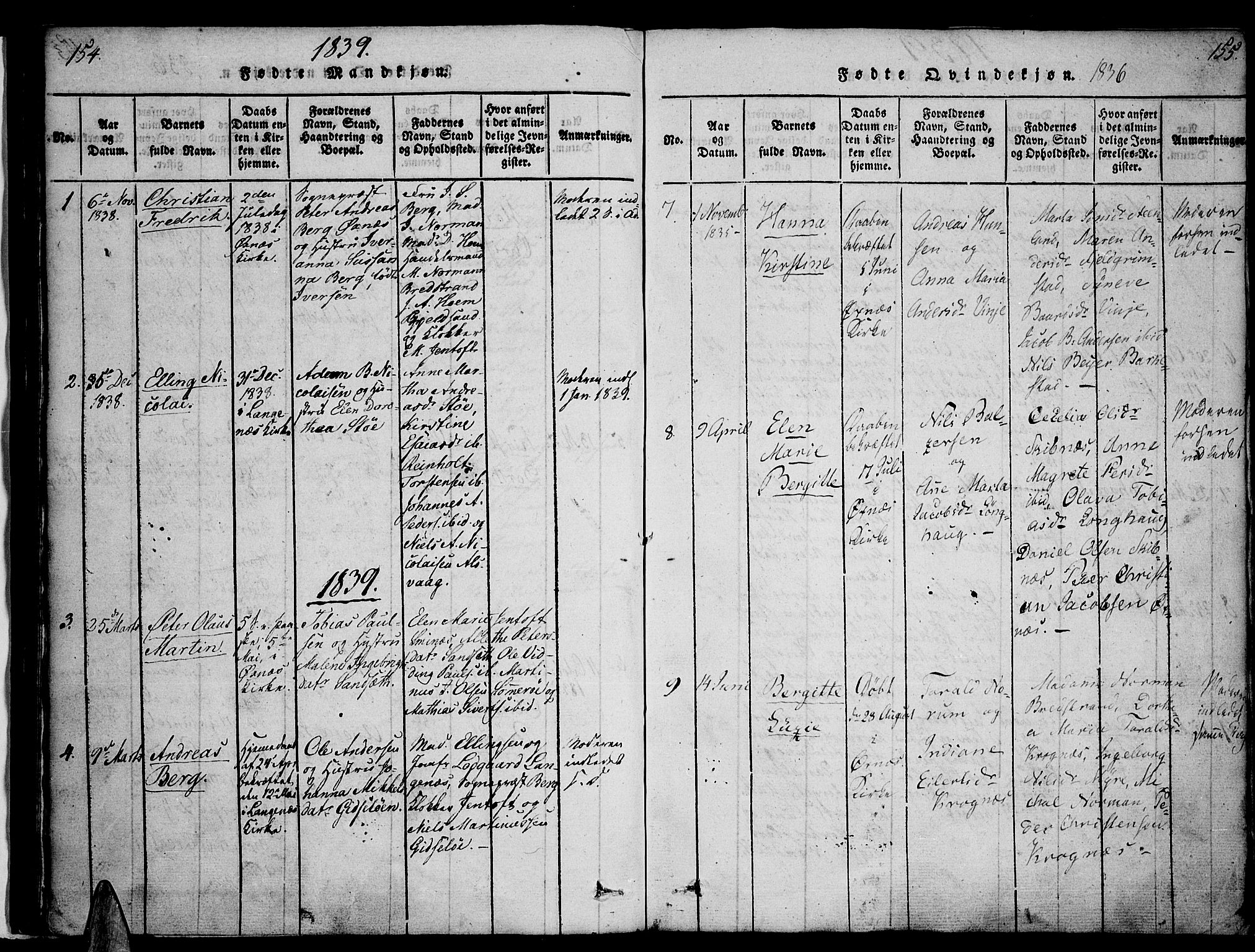 Ministerialprotokoller, klokkerbøker og fødselsregistre - Nordland, SAT/A-1459/893/L1331: Parish register (official) no. 893A04, 1820-1840, p. 154-155