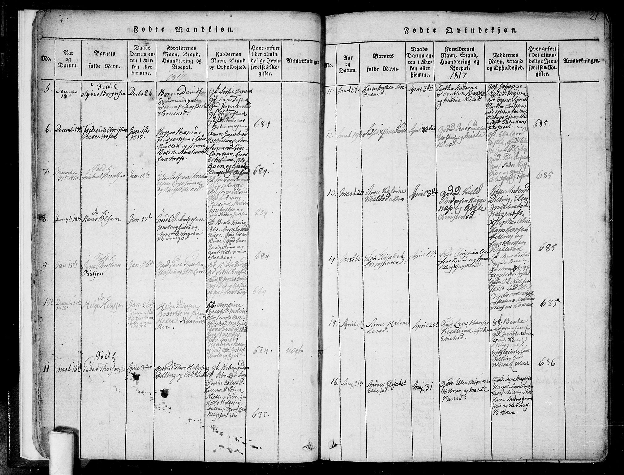 Rygge prestekontor Kirkebøker, SAO/A-10084b/F/Fa/L0003: Parish register (official) no. 3, 1814-1836, p. 20-21
