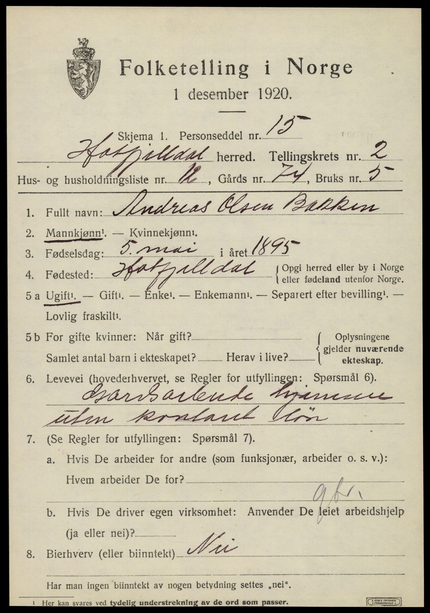 SAT, 1920 census for Hattfjelldal, 1920, p. 778