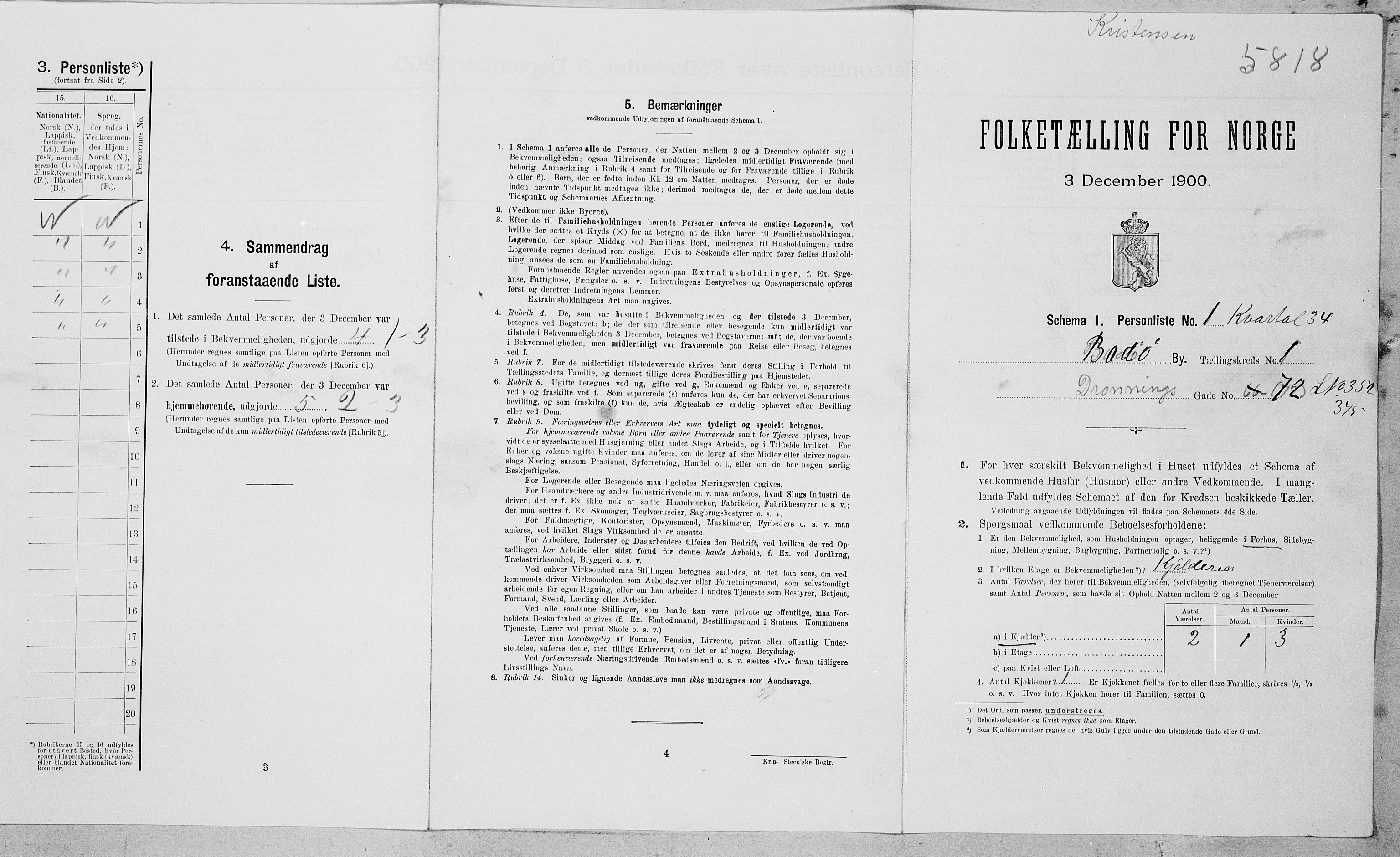 SAT, 1900 census for Bodø, 1900, p. 192