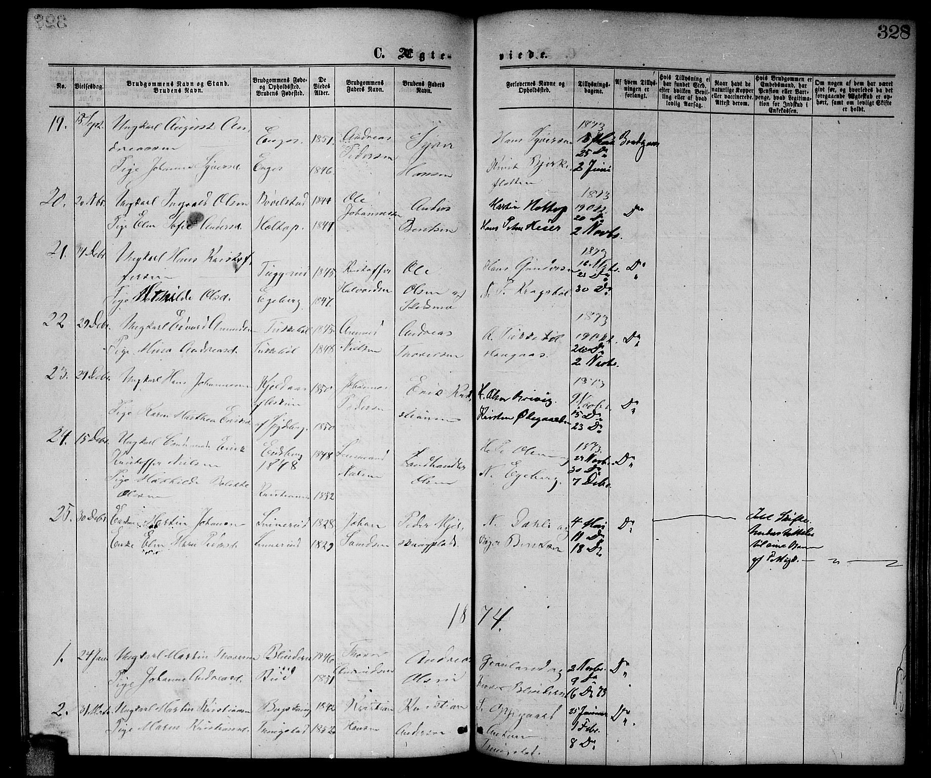Enebakk prestekontor Kirkebøker, SAO/A-10171c/G/Ga/L0005: Parish register (copy) no. I 5, 1867-1888, p. 328