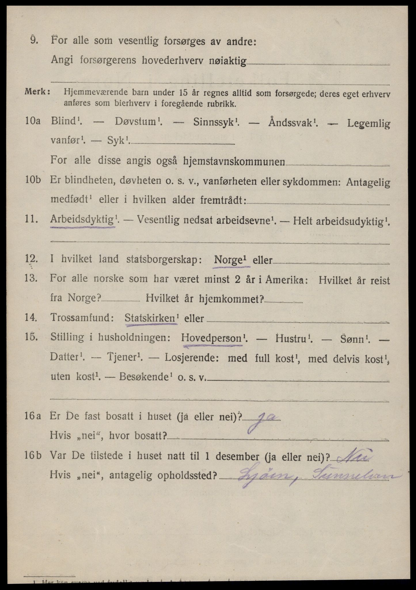 SAT, 1920 census for Sunnylven, 1920, p. 1879