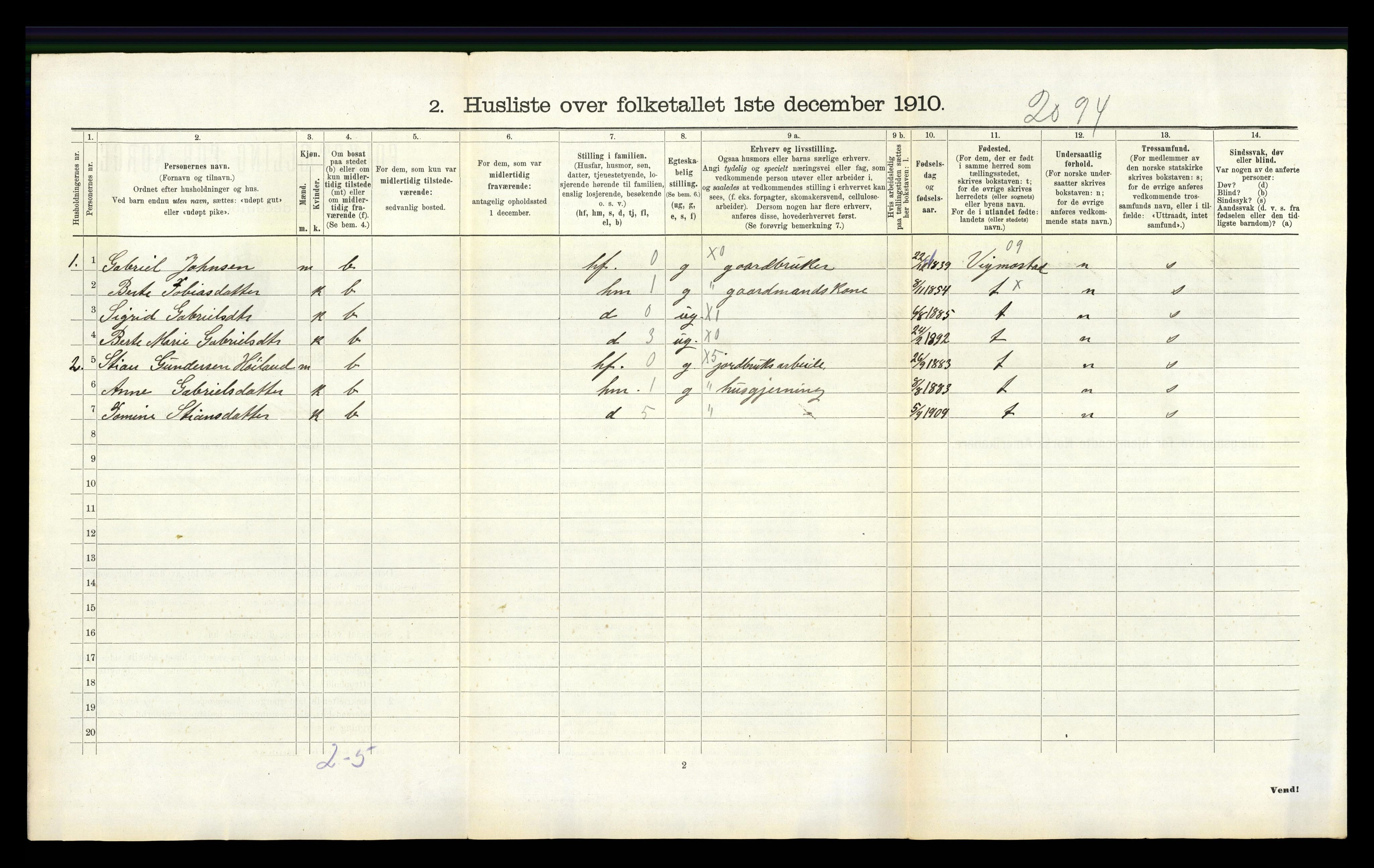 RA, 1910 census for Øyslebø, 1910, p. 241