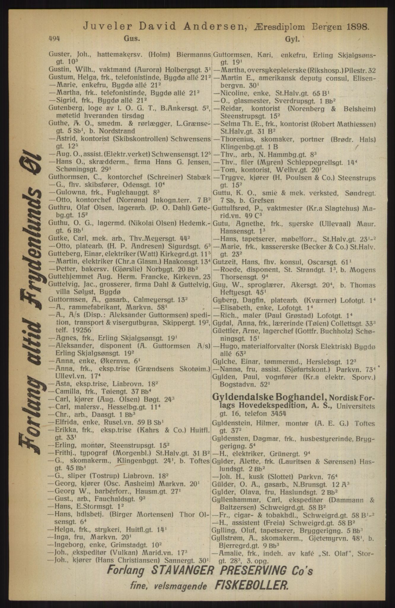 Kristiania/Oslo adressebok, PUBL/-, 1914, p. 494