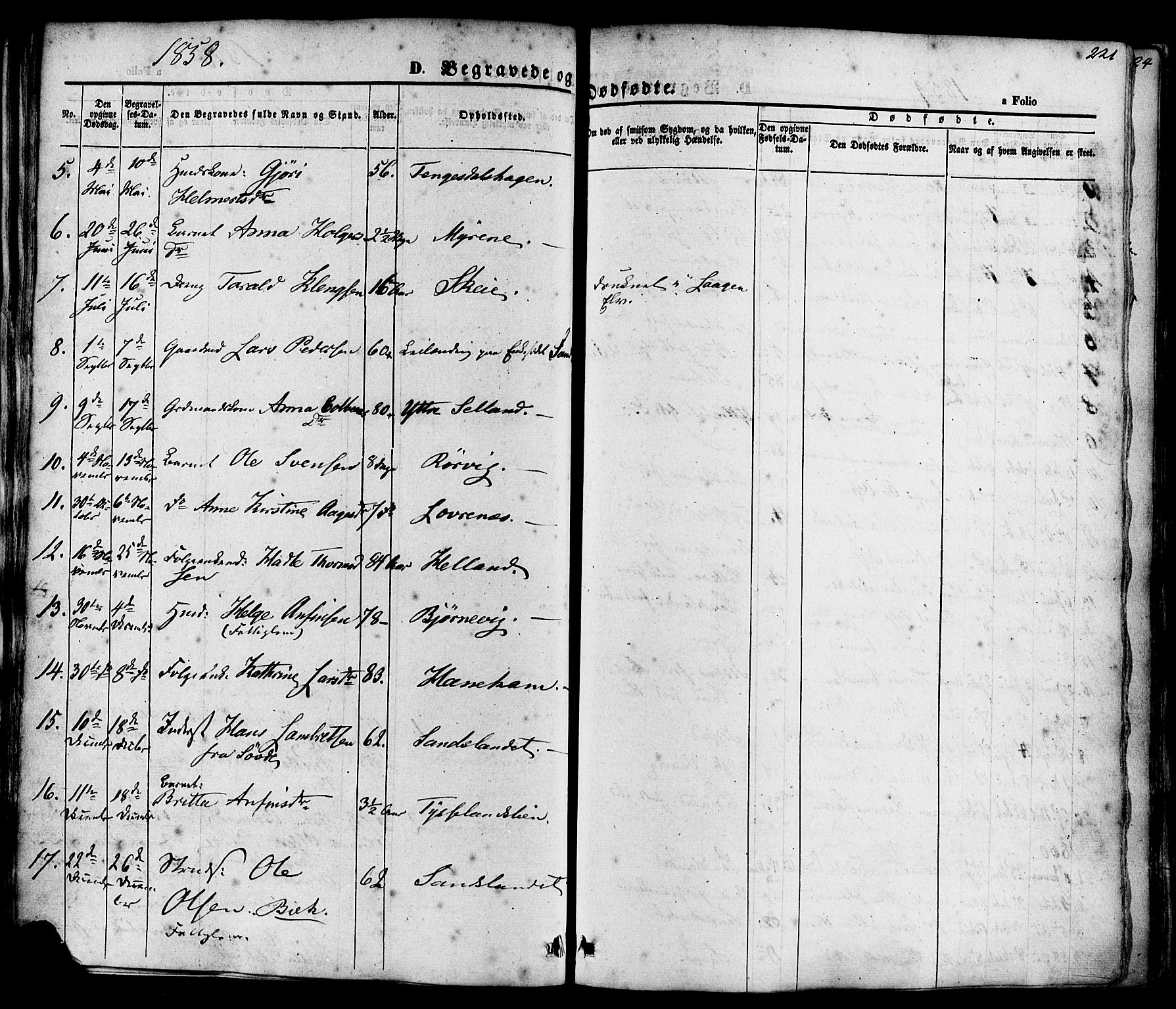 Sand sokneprestkontor, AV/SAST-A-101848/01/III/L0003: Parish register (official) no. A 3, 1854-1879, p. 221