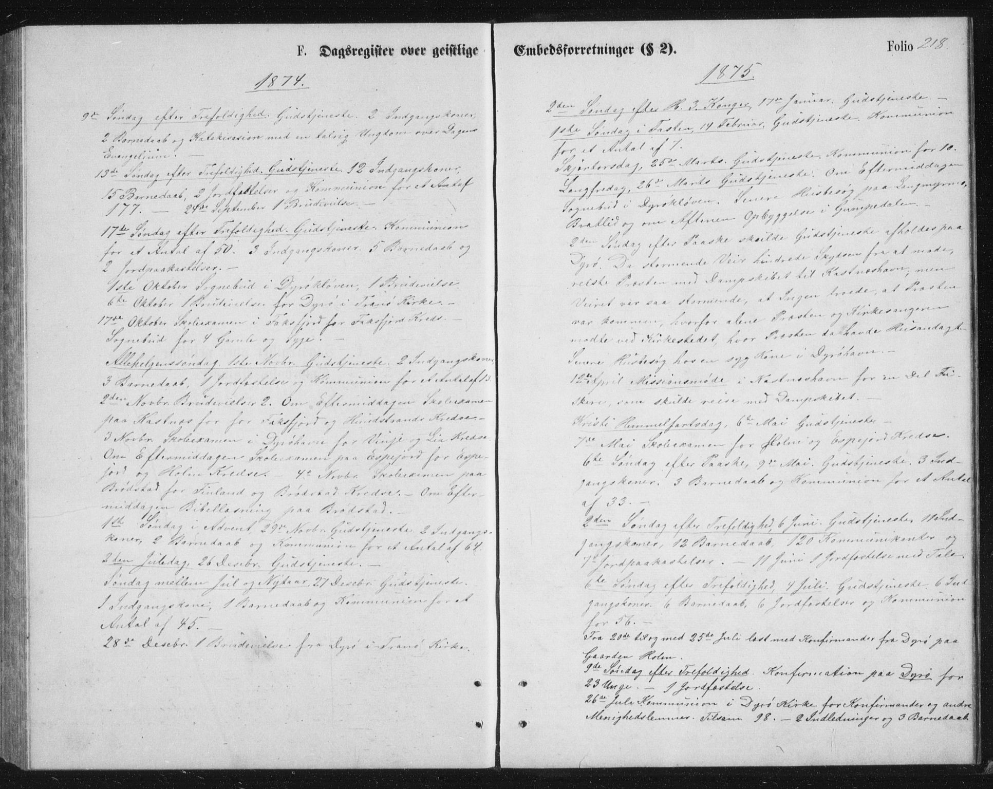 Tranøy sokneprestkontor, SATØ/S-1313/I/Ia/Iab/L0013klokker: Parish register (copy) no. 13, 1874-1896, p. 218