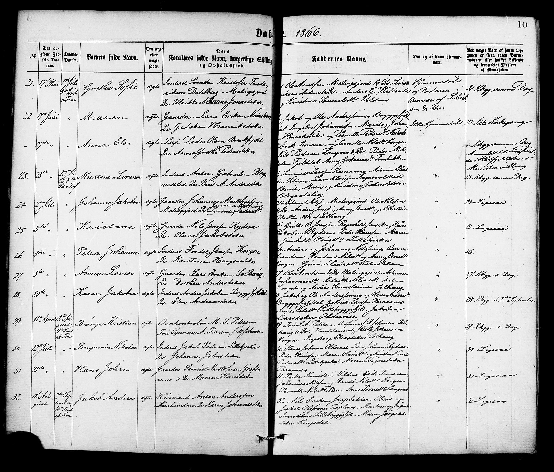 Ministerialprotokoller, klokkerbøker og fødselsregistre - Nordland, AV/SAT-A-1459/826/L0378: Parish register (official) no. 826A01, 1865-1878, p. 10