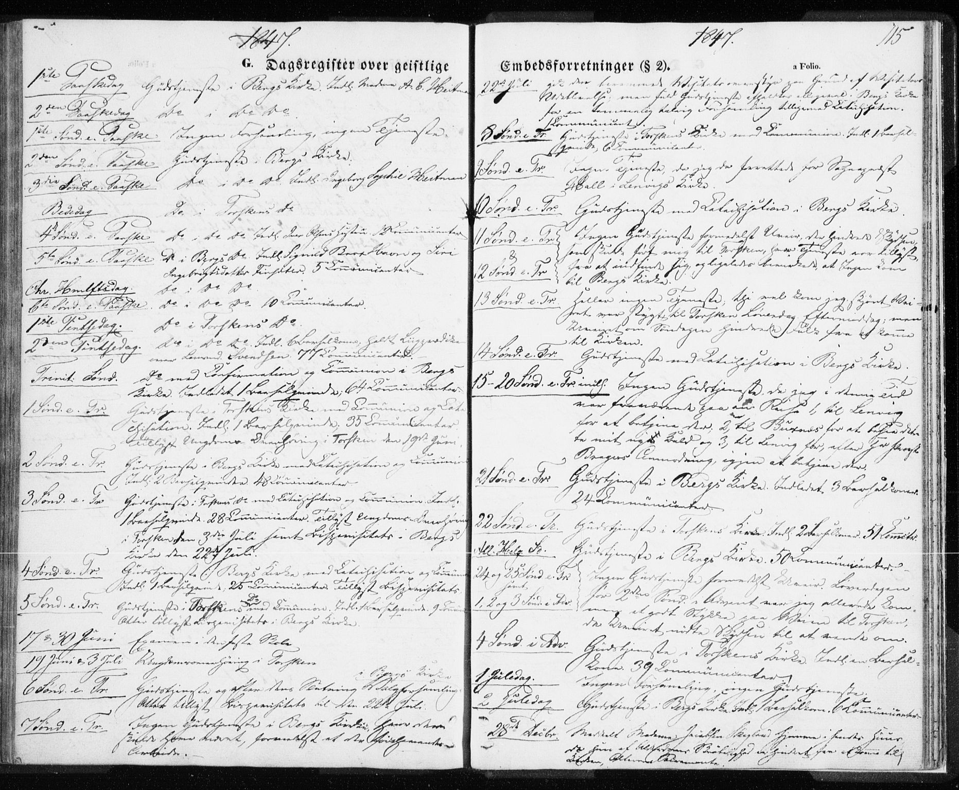 Berg sokneprestkontor, SATØ/S-1318/G/Ga/Gaa/L0001kirke: Parish register (official) no. 1, 1846-1859, p. 115